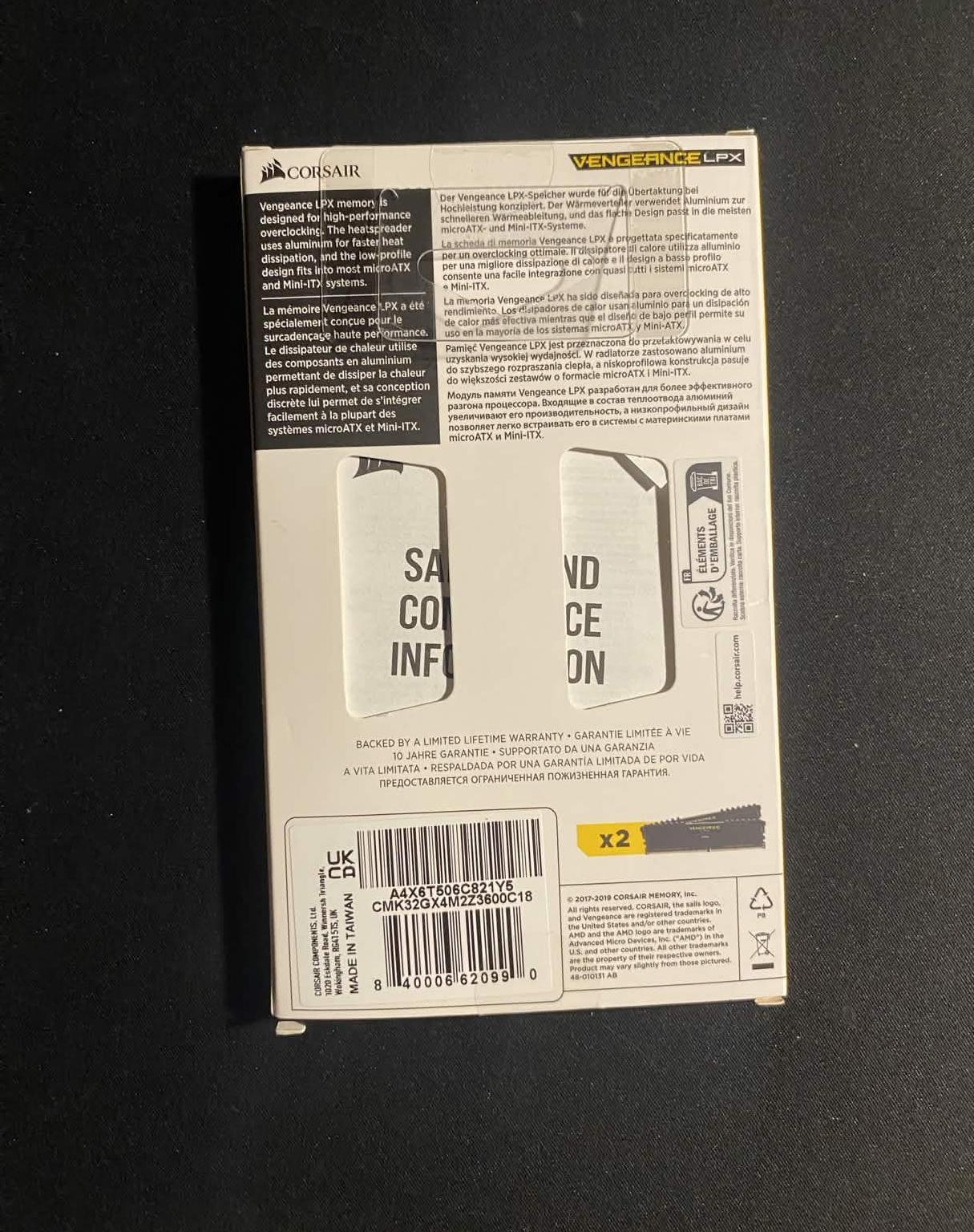 BRAND NEW UNOPENED 32GB CORSAIR DDR4 3600MHZ RAM