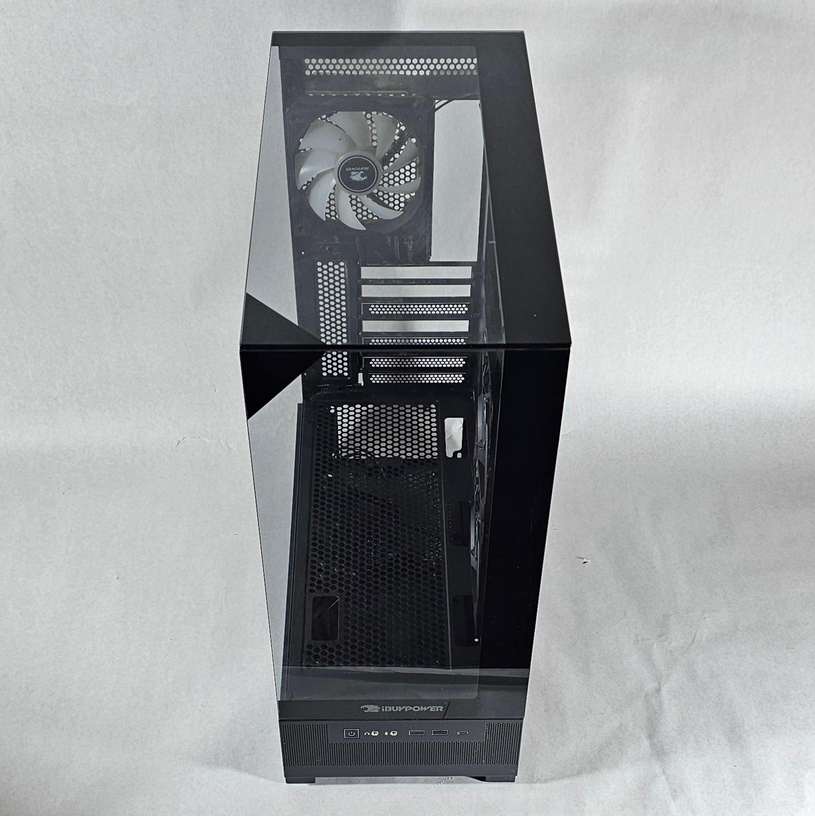 Black iBUYPOWER PC Case with Tempered Glass w/ 3 Fans