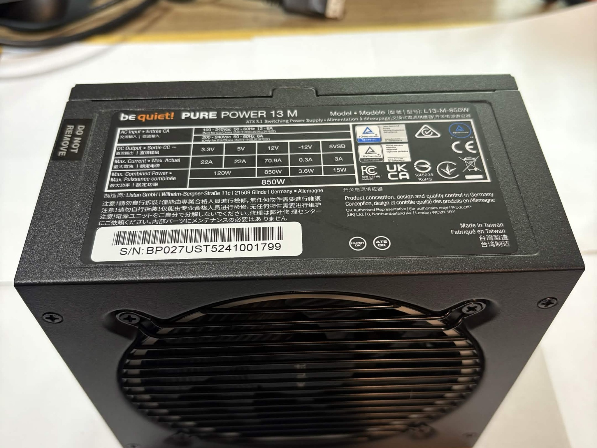 be quiet! Pure Power 13M 850W 80+ Gold Modular PSU NEW