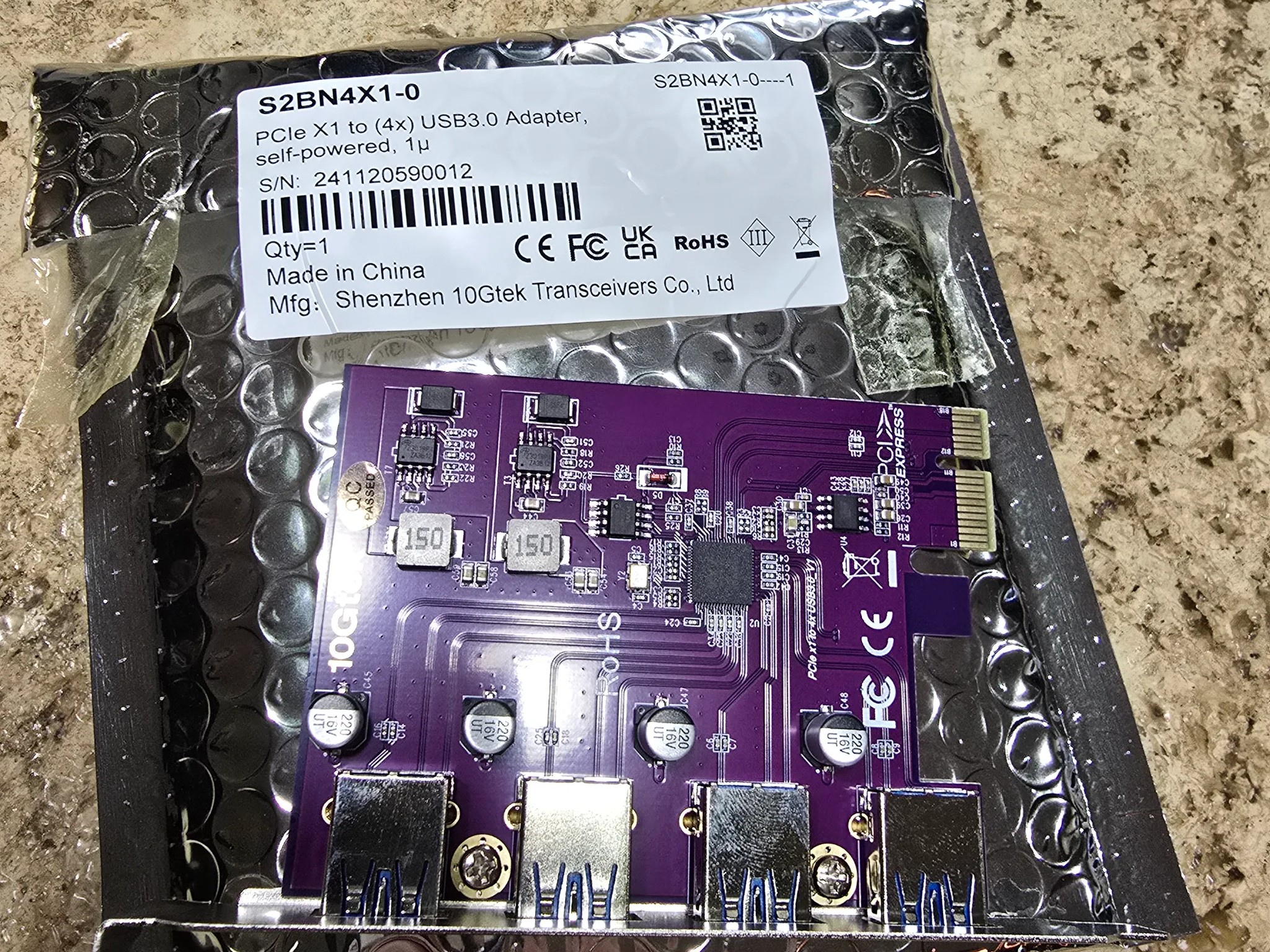 4 Ports Superspeed 5Gbps USB 3.0 PCI Express Expansion Card