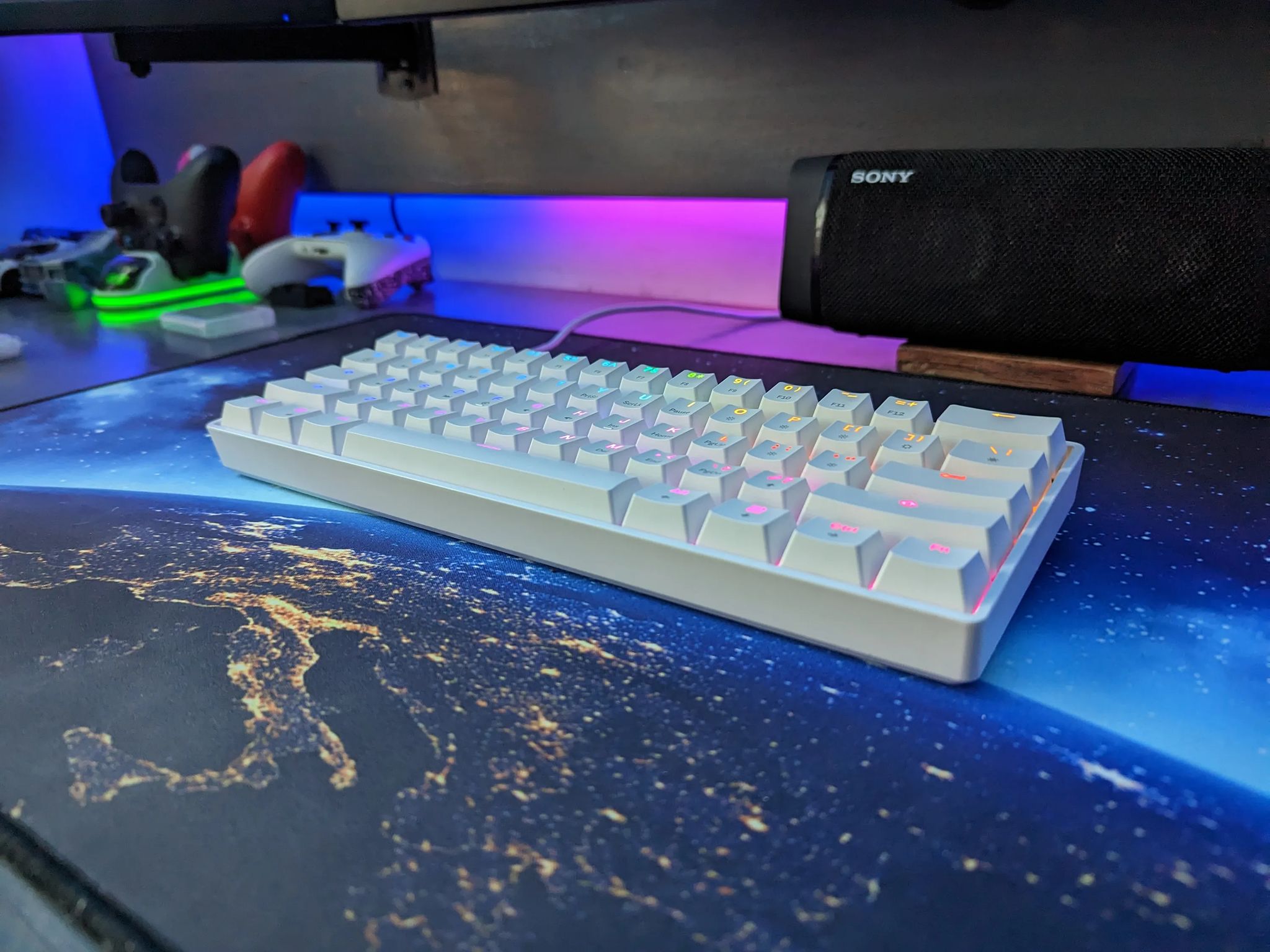 HK GAMING GK61 Mechanical Gaming Keyboard (Gateron Optical Red, White)