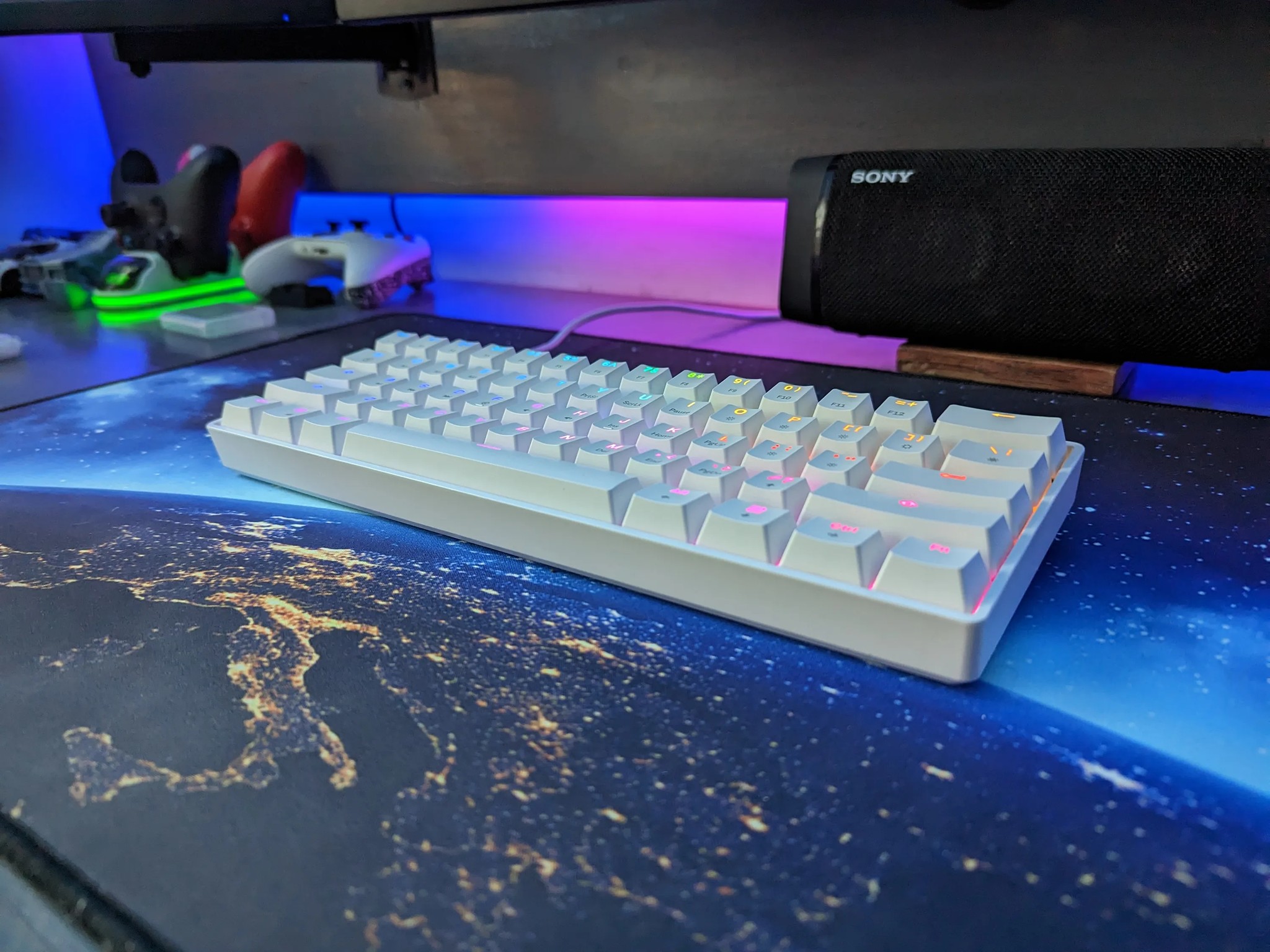 HK GAMING GK61 Mechanical Gaming Keyboard (Gateron Optical Red, White)