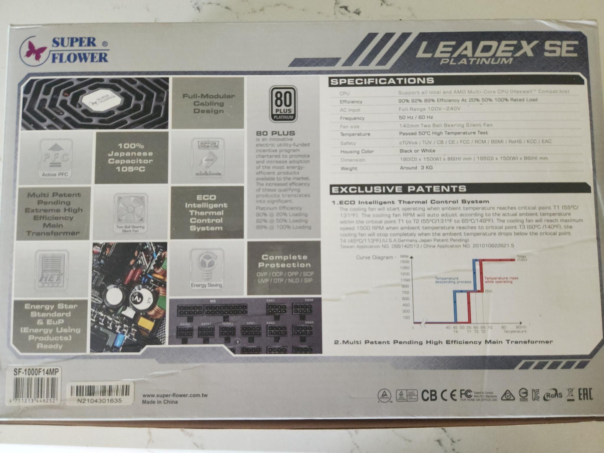 SUPER FLOWER LEADEX SE PLATINUM 1000w PSU Fully-modular