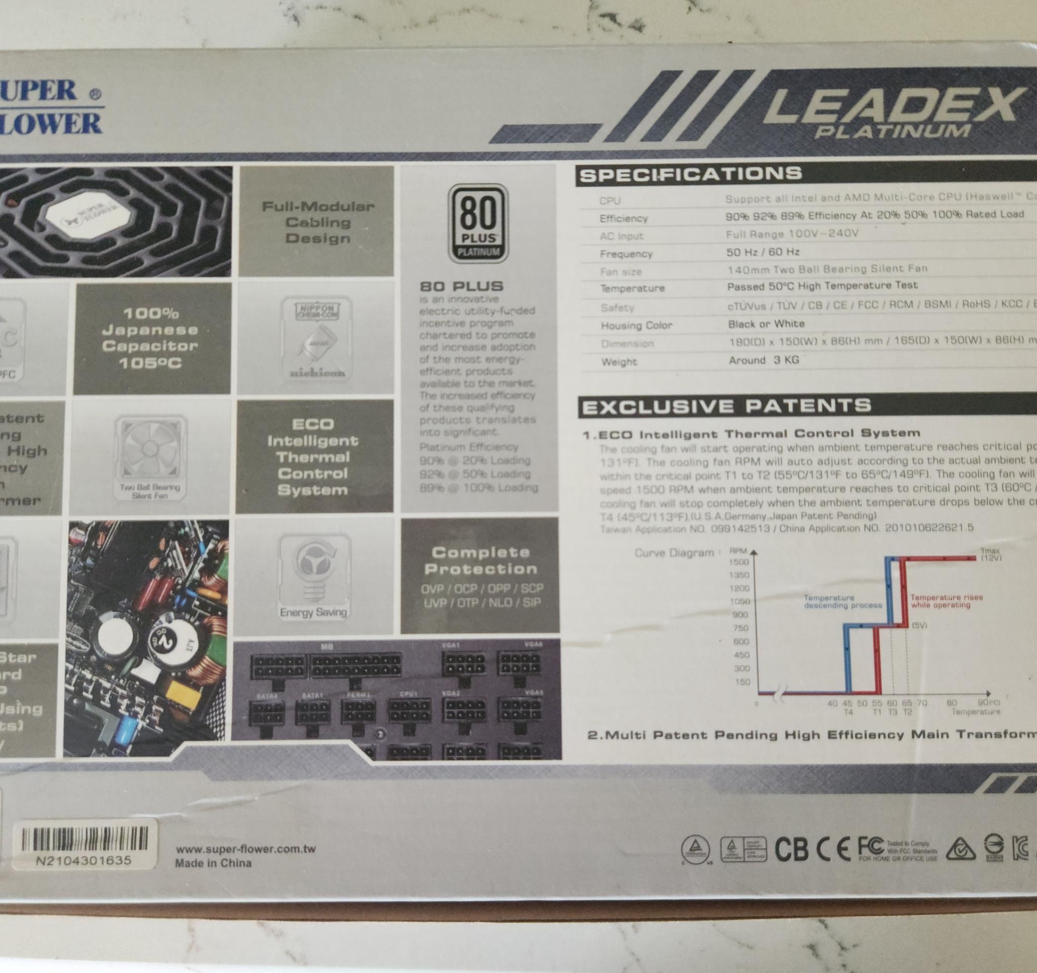 SUPER FLOWER LEADEX SE PLATINUM 1000w PSU Fully-modular