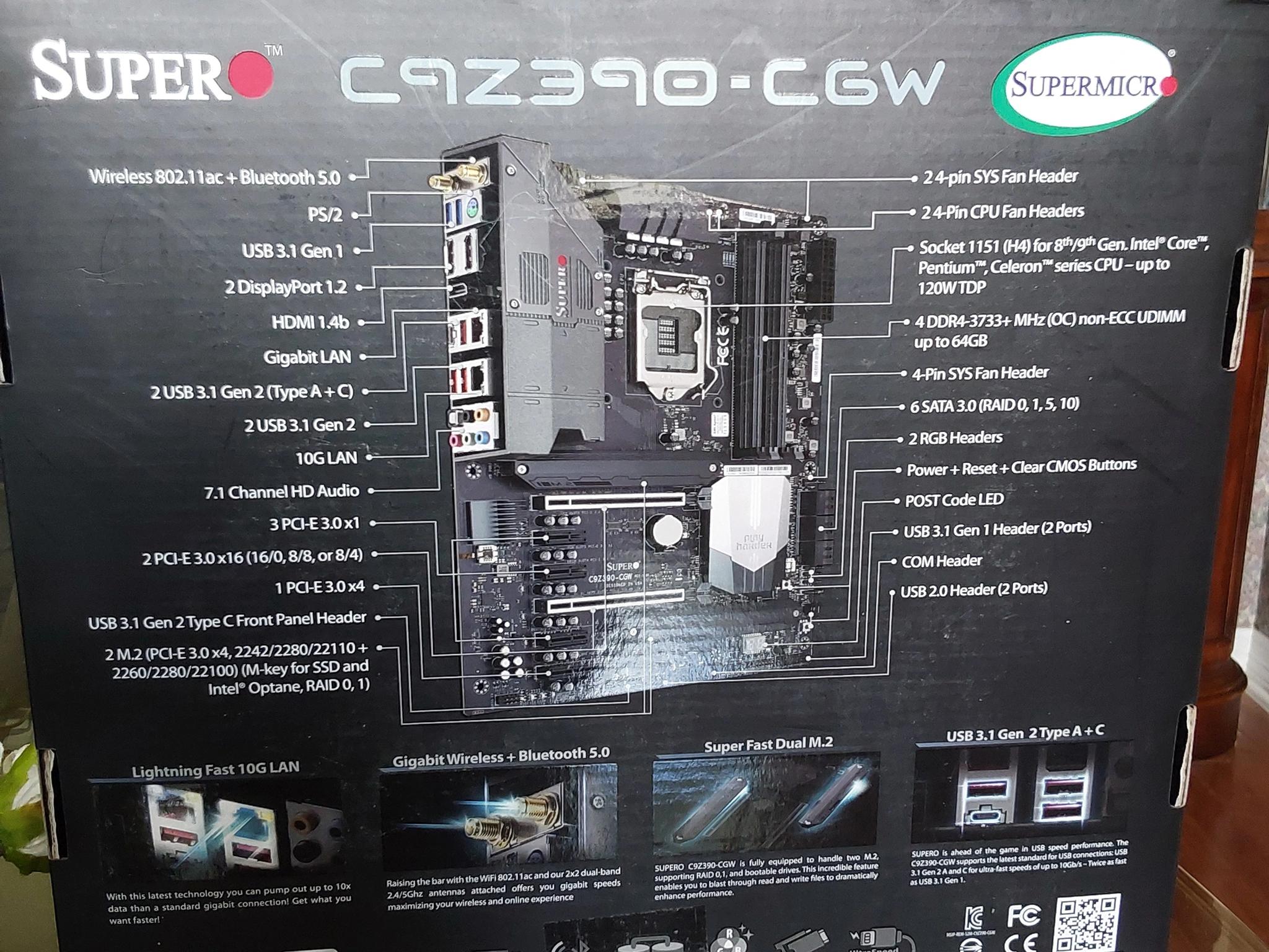 SUPERMICRO INTEL Z390 LGA1151 DDR4 ATX MOTHERBOARD (MODEL MBD-C9Z390-CGW)