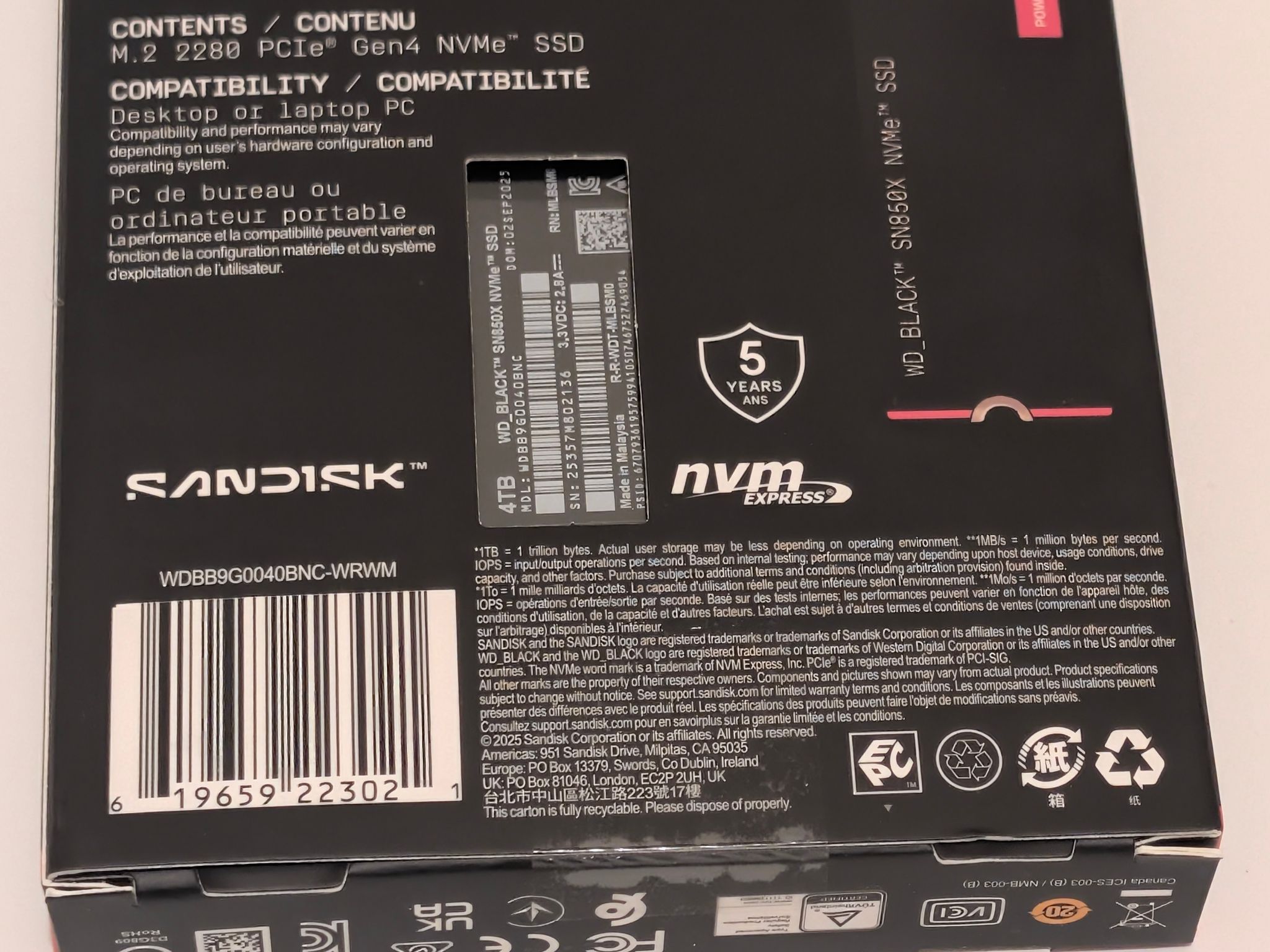 Western Digital WD_BLACK SN850X 4TB NVMe Internal M.2 SSD NEW SEALED w/o heatsink