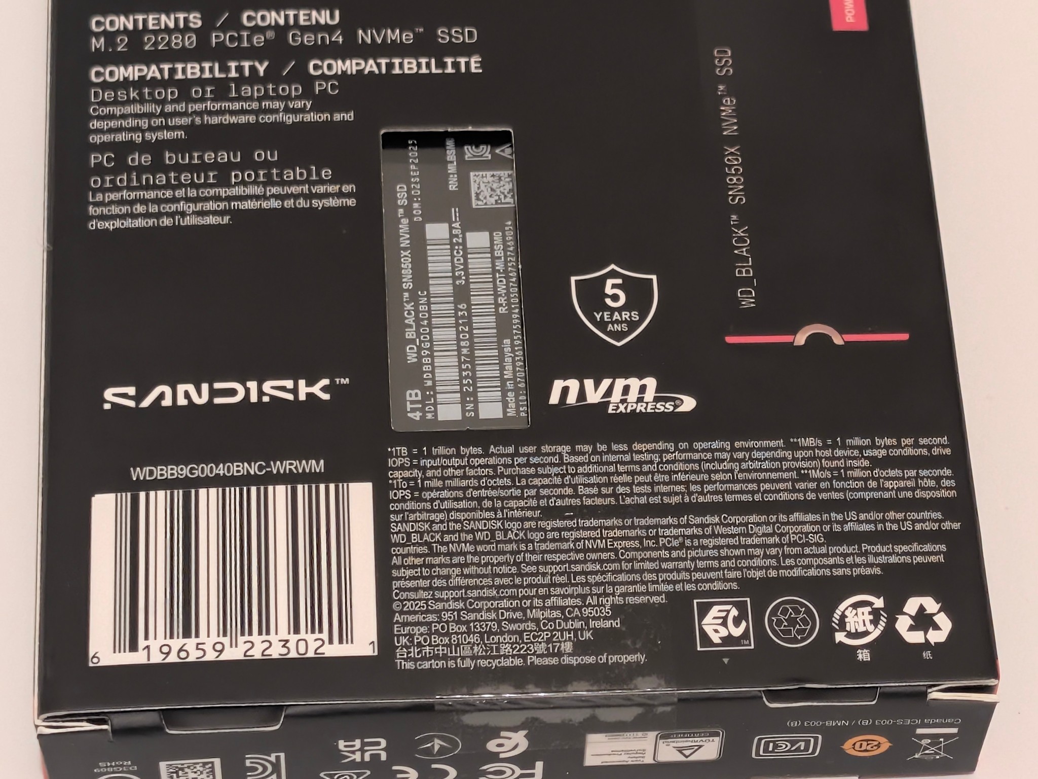 Western Digital WD_BLACK SN850X 4TB NVMe Internal M.2 SSD NEW SEALED w/o heatsink