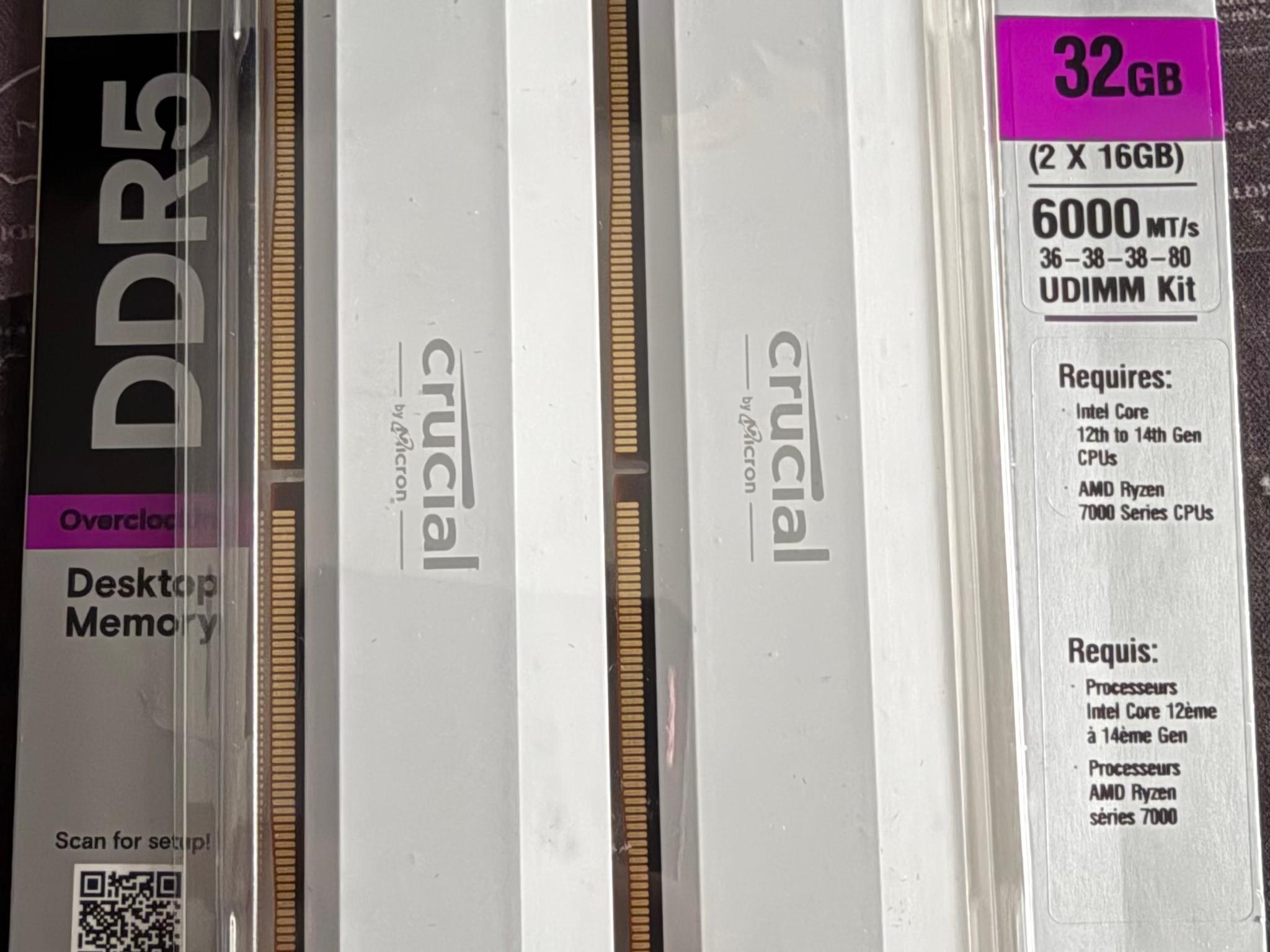 Crucial Pro 32GB DDR5 RAM Kit (2x16GB) CL36 6000MHz