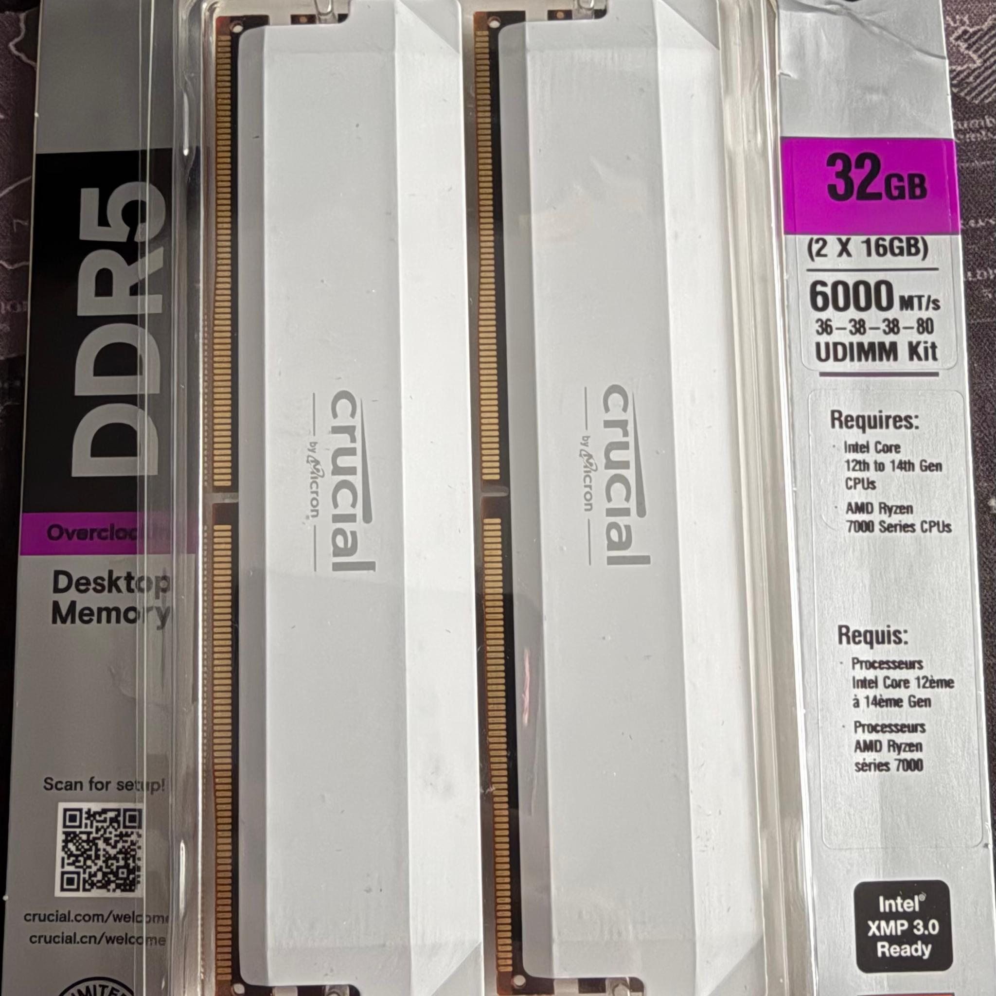 Crucial Pro 32GB DDR5 RAM Kit (2x16GB) CL36 6000MHz