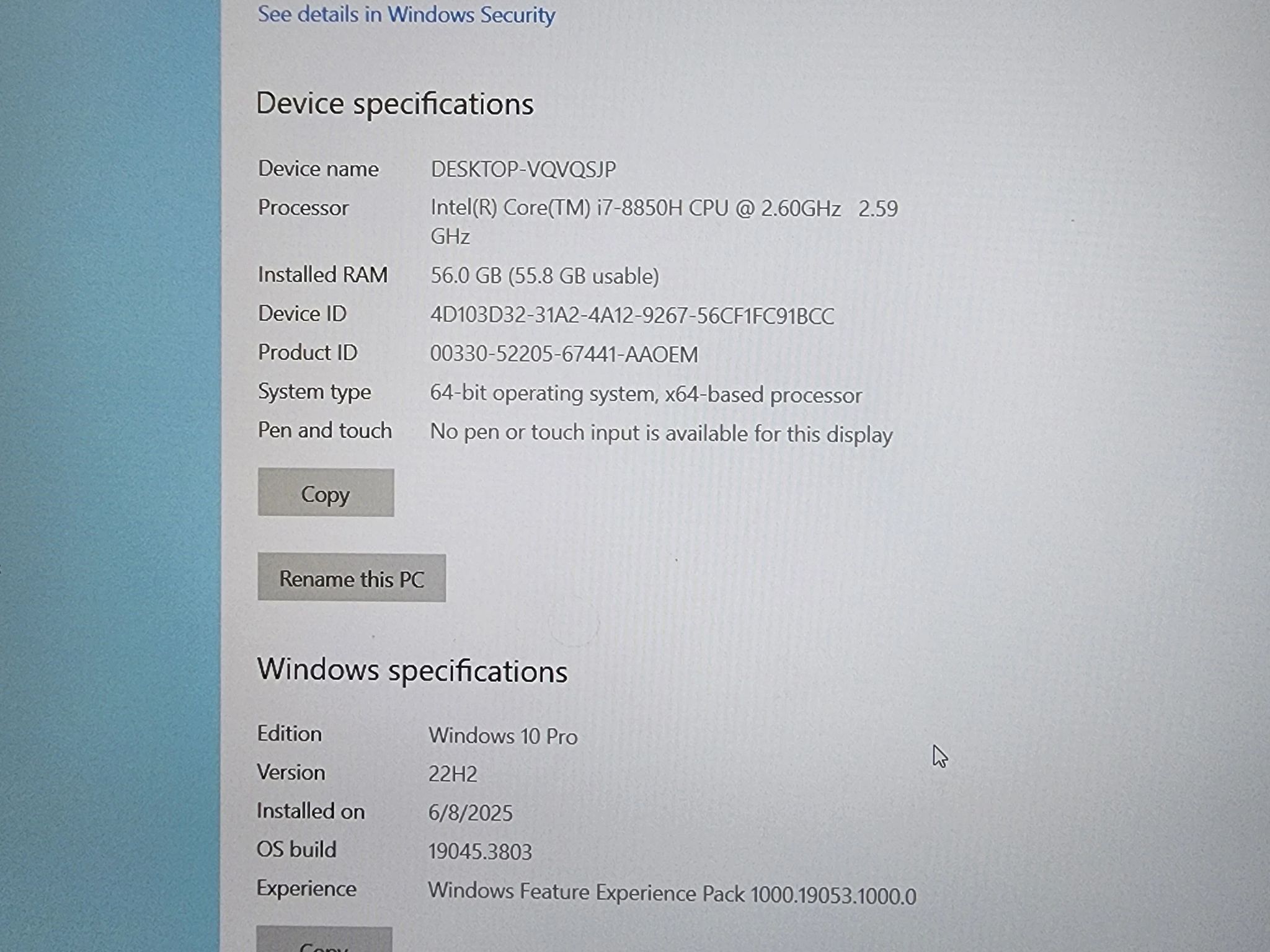 Dell Precision 7530 Workstation Laptop | i7-8850H | 56Gb DDR4 2400 | 512Gb NVMe | Quadro P1000 4Gb