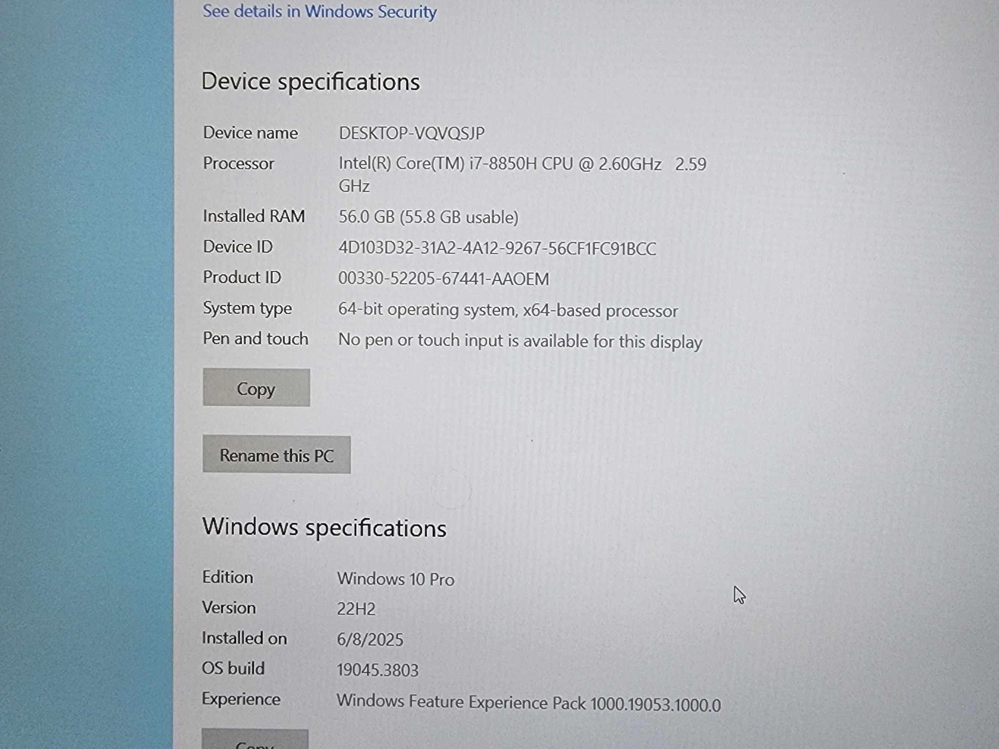 Dell Precision 7530 Workstation Laptop | i7-8850H | 56Gb DDR4 2400 | 512Gb NVMe | Quadro P1000 4Gb