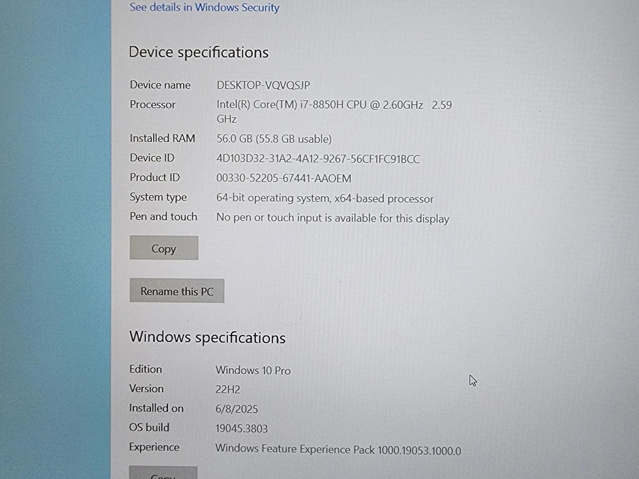 Dell Precision 7530 Workstation Laptop | i7-8850H | 56Gb DDR4 2400 | 512Gb NVMe | Quadro P1000 4Gb