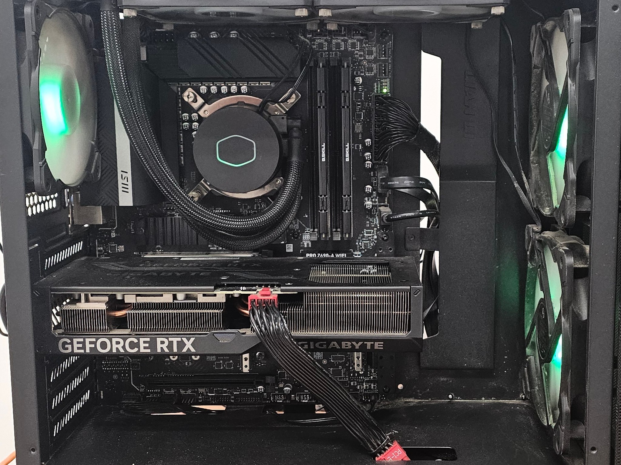 Black PowerSpec PC Case with Tempered Glass w/ 3 Fans