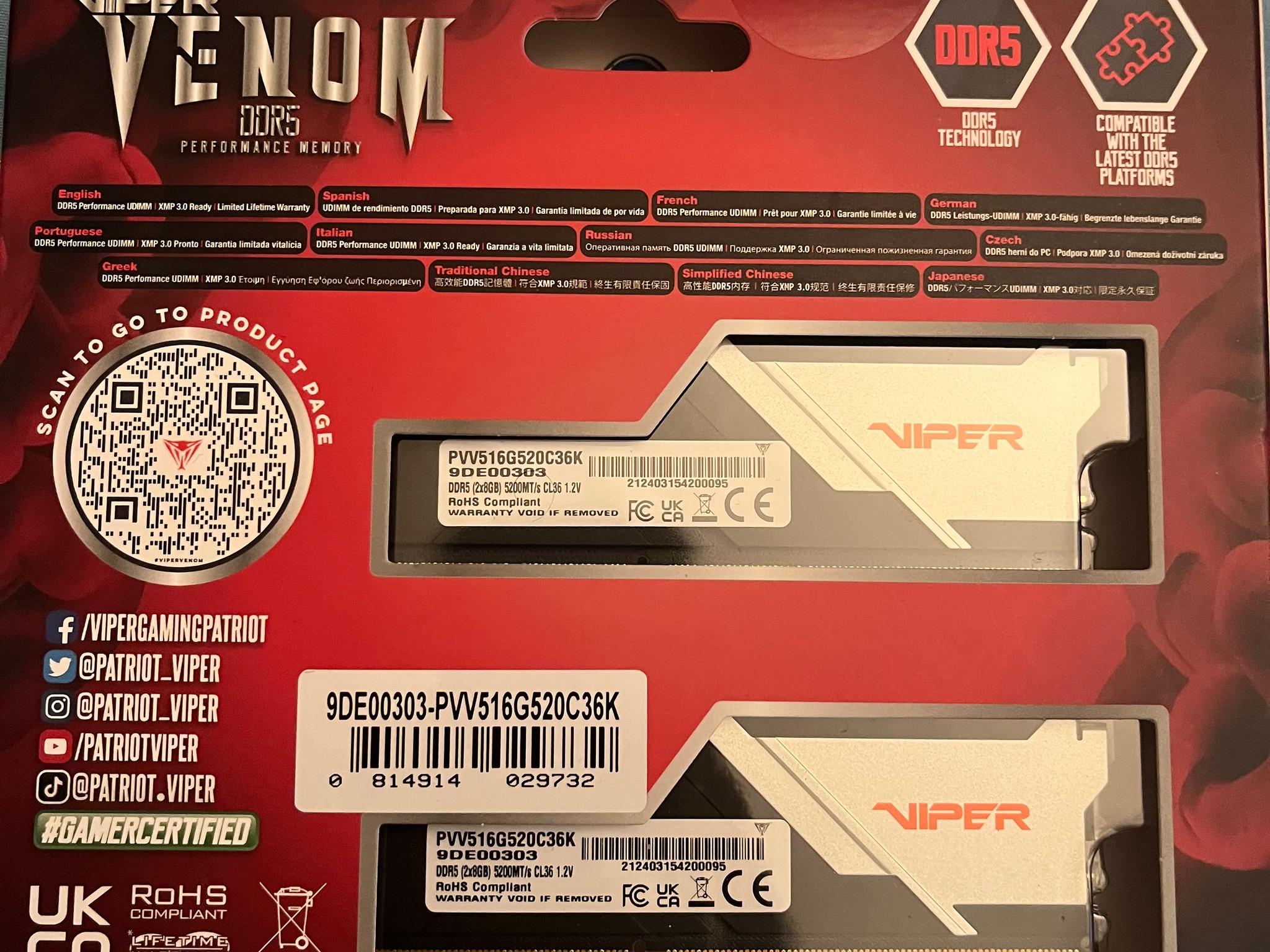 ASUS ROG Strix Z690-I Gaming & Patriot Viper Venom 16GB