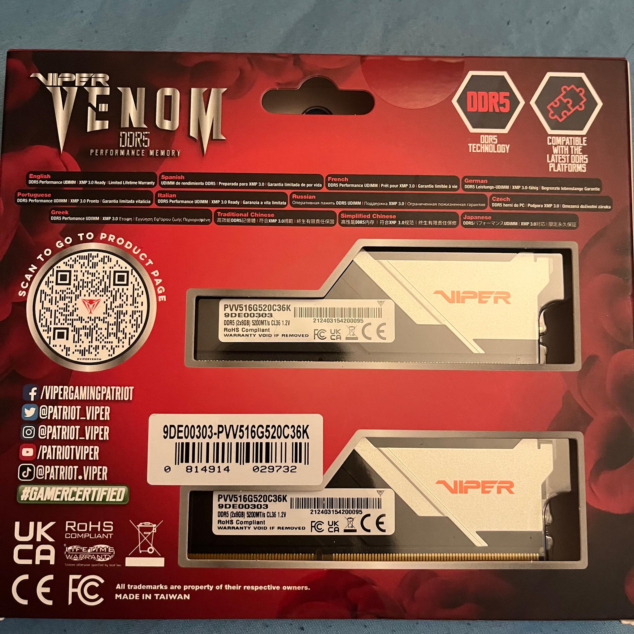 ASUS ROG Strix Z690-I Gaming & Patriot Viper Venom 16GB