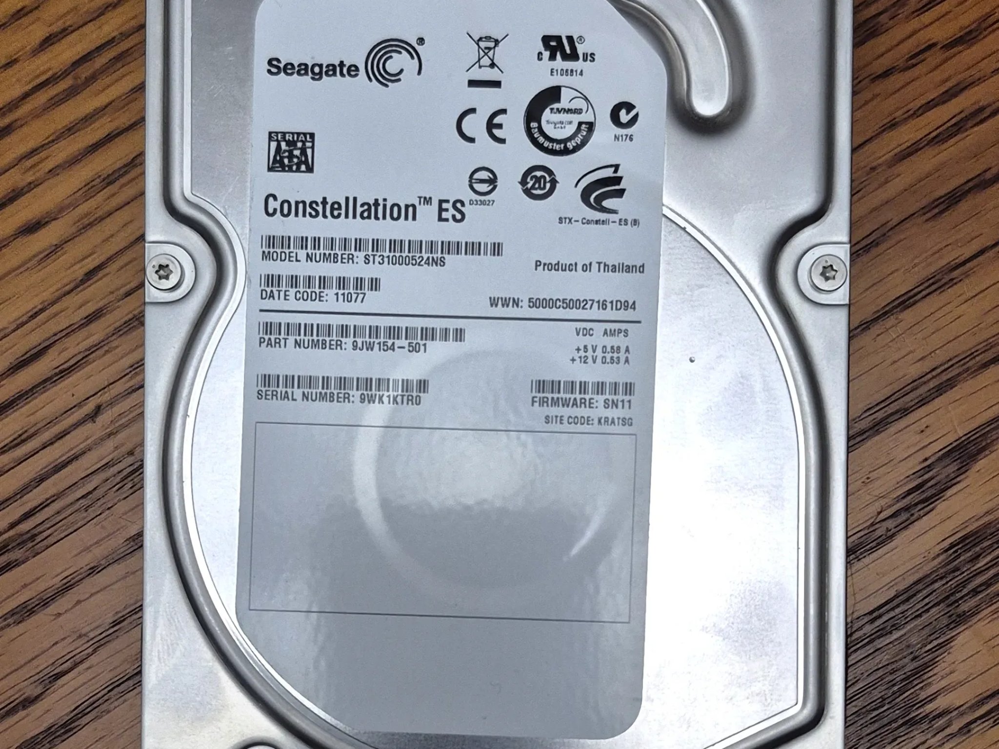 Refurbished Seagate ST31000524NS Constellation ES 1TB 7,200 RPM 3 Gbps 3.5 in. SATA HDD
