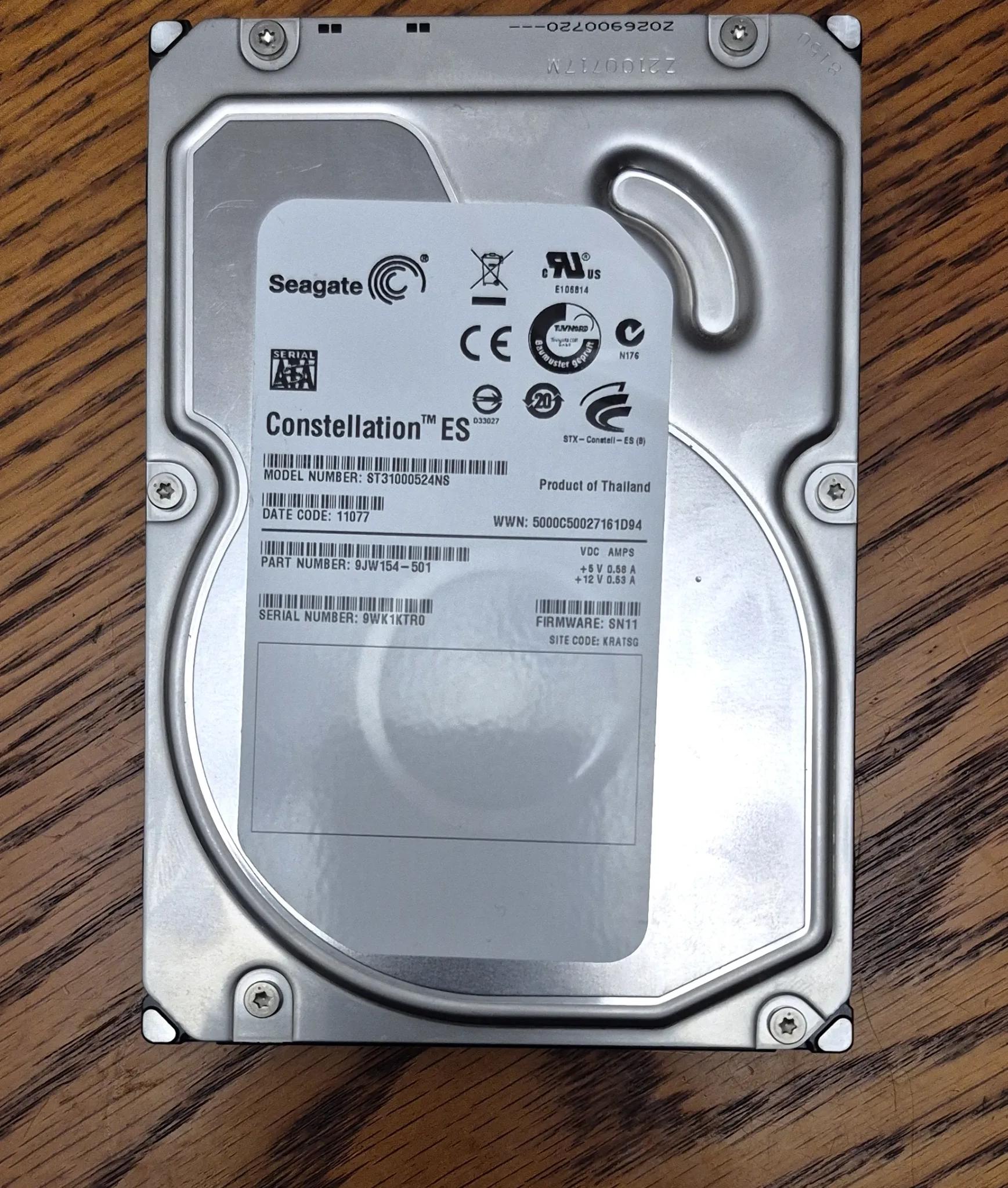 Refurbished Seagate ST31000524NS Constellation ES 1TB 7,200 RPM 3 Gbps 3.5 in. SATA HDD