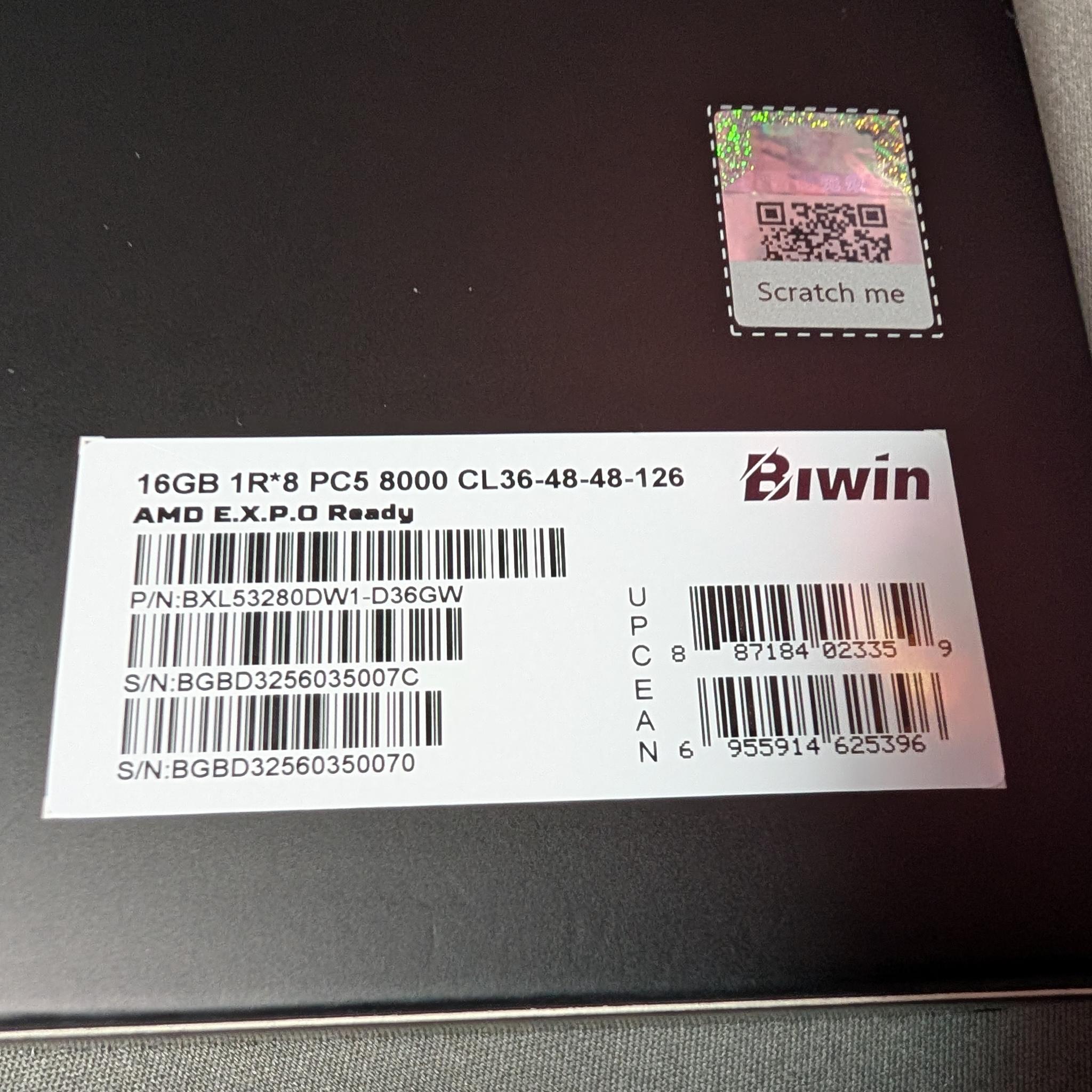 Biwin Black Opal DW100 DDR5 RGB 32GB (2x16GB) 8000MHz CL36 RAM