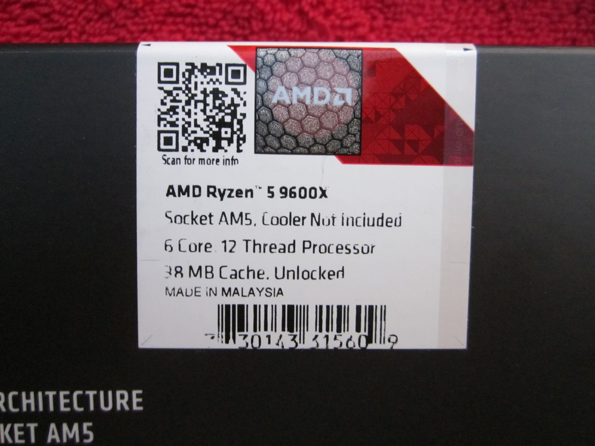 NEW! AMD Ryzen 5 9600X 6 Core 3.9/5.4 GHz AM5 CPU