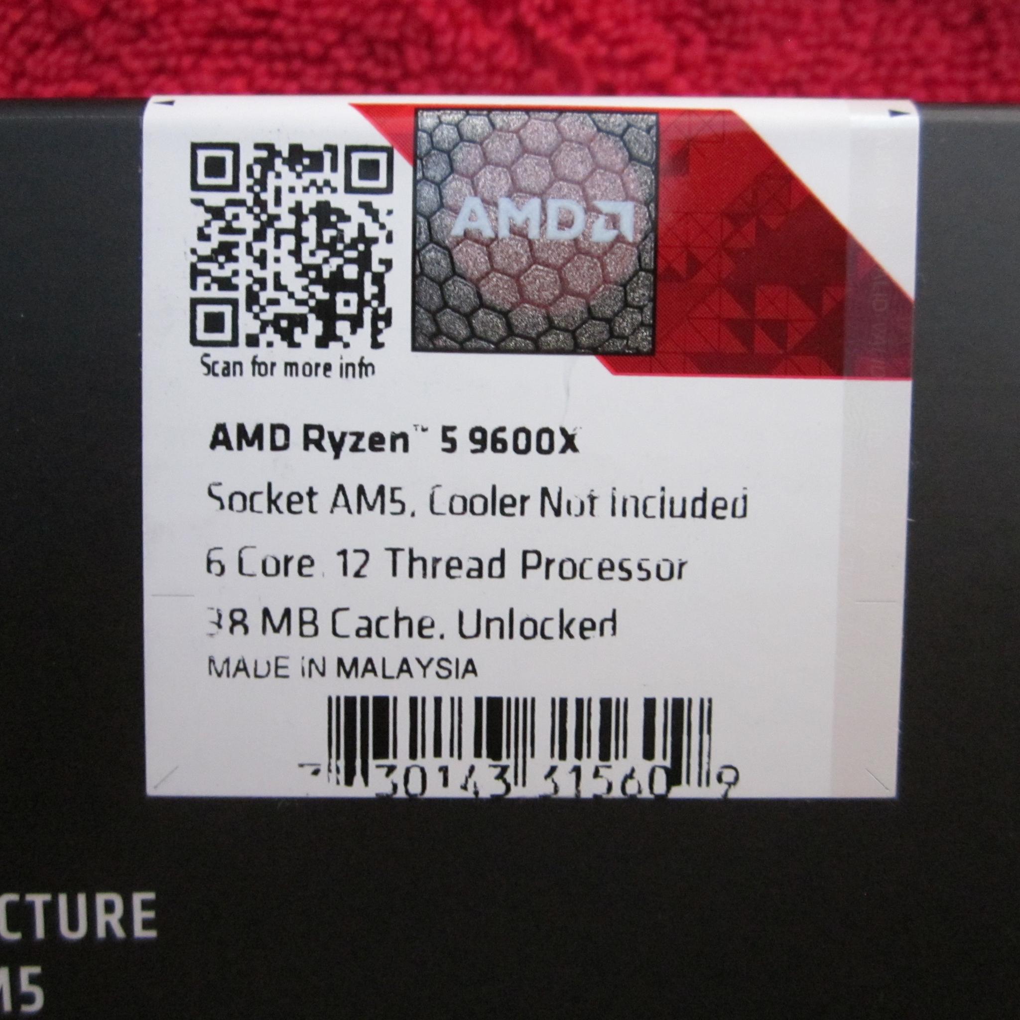NEW! AMD Ryzen 5 9600X 6 Core 3.9/5.4 GHz AM5 CPU