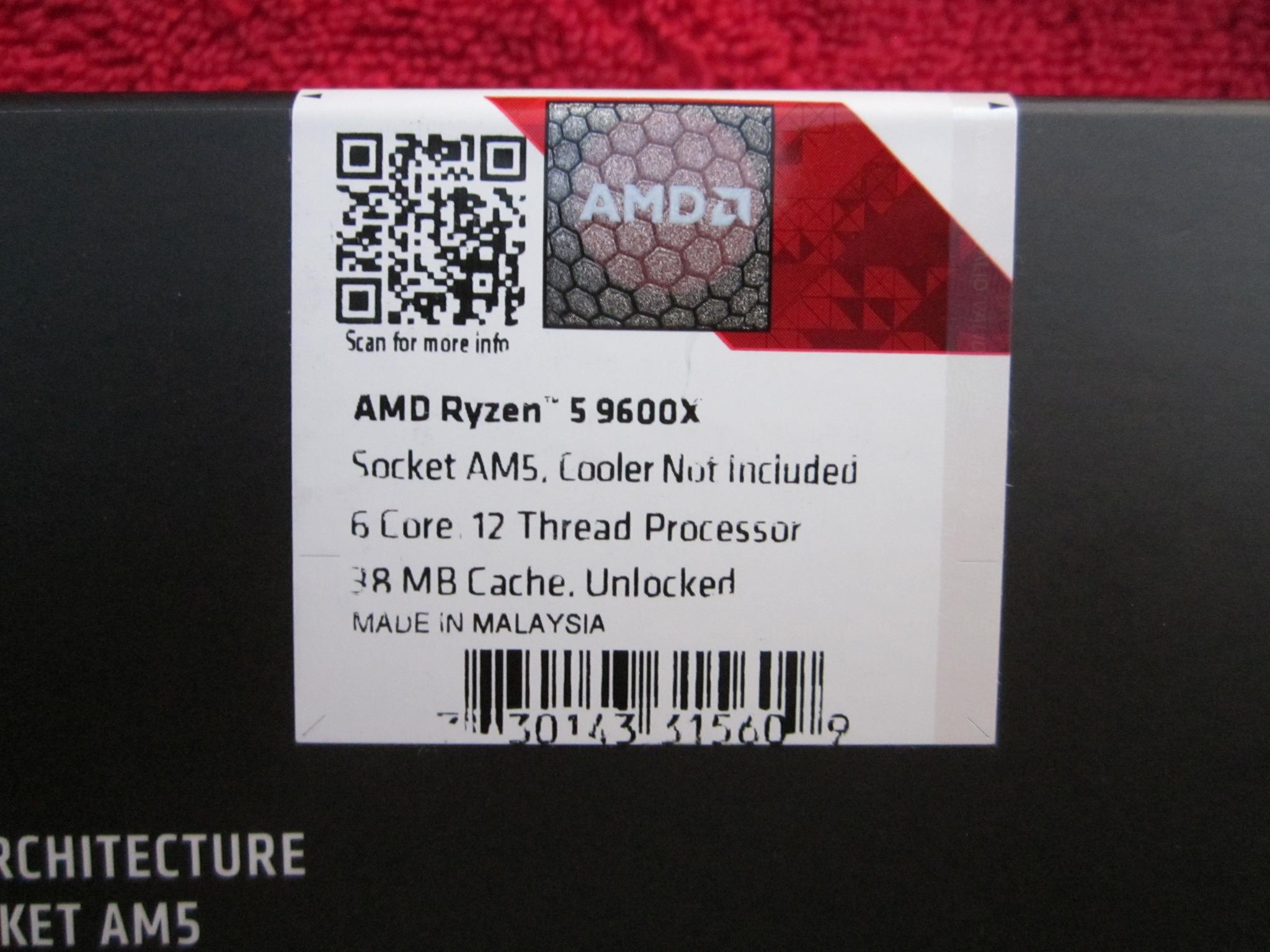 NEW! AMD Ryzen 5 9600X 6 Core 3.9/5.4 GHz AM5 CPU