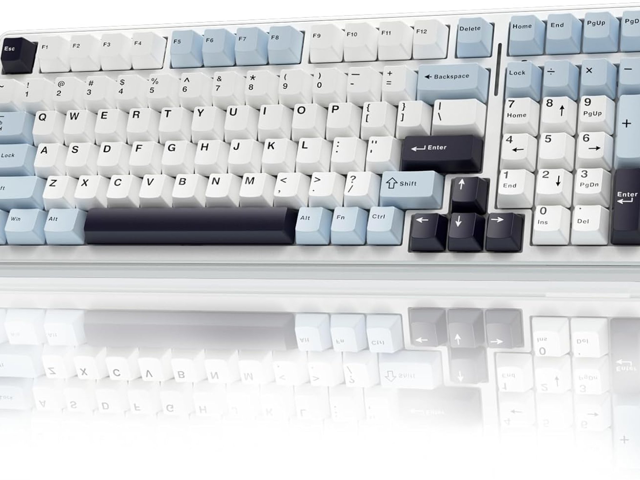 AULA F99 Wireless Mechanical Keyboard - Blue & White, RGB, Hot-Swappable, 99 Keys, Pre-Lubed