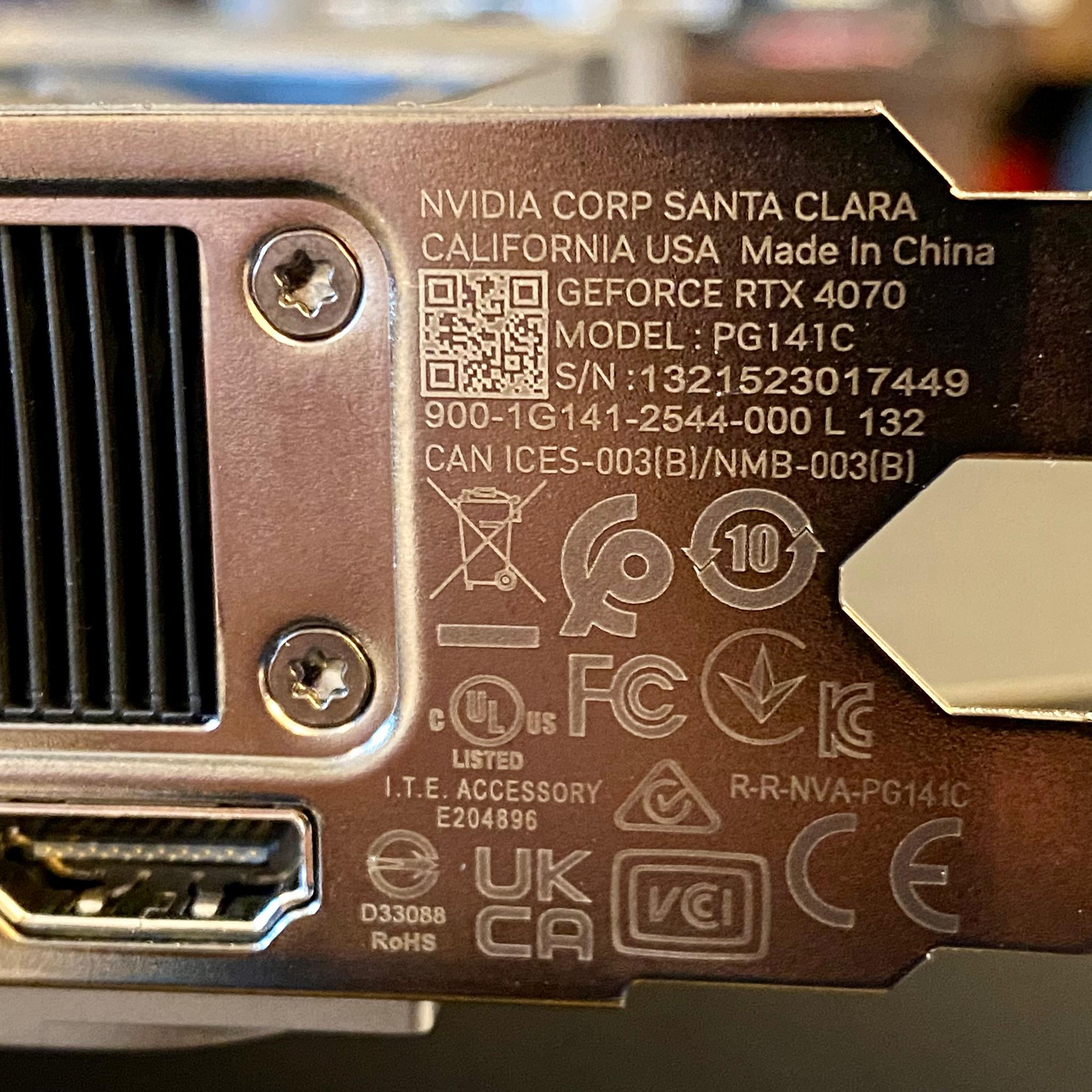 RTX 4070 Founders Edition - Excellent Condition