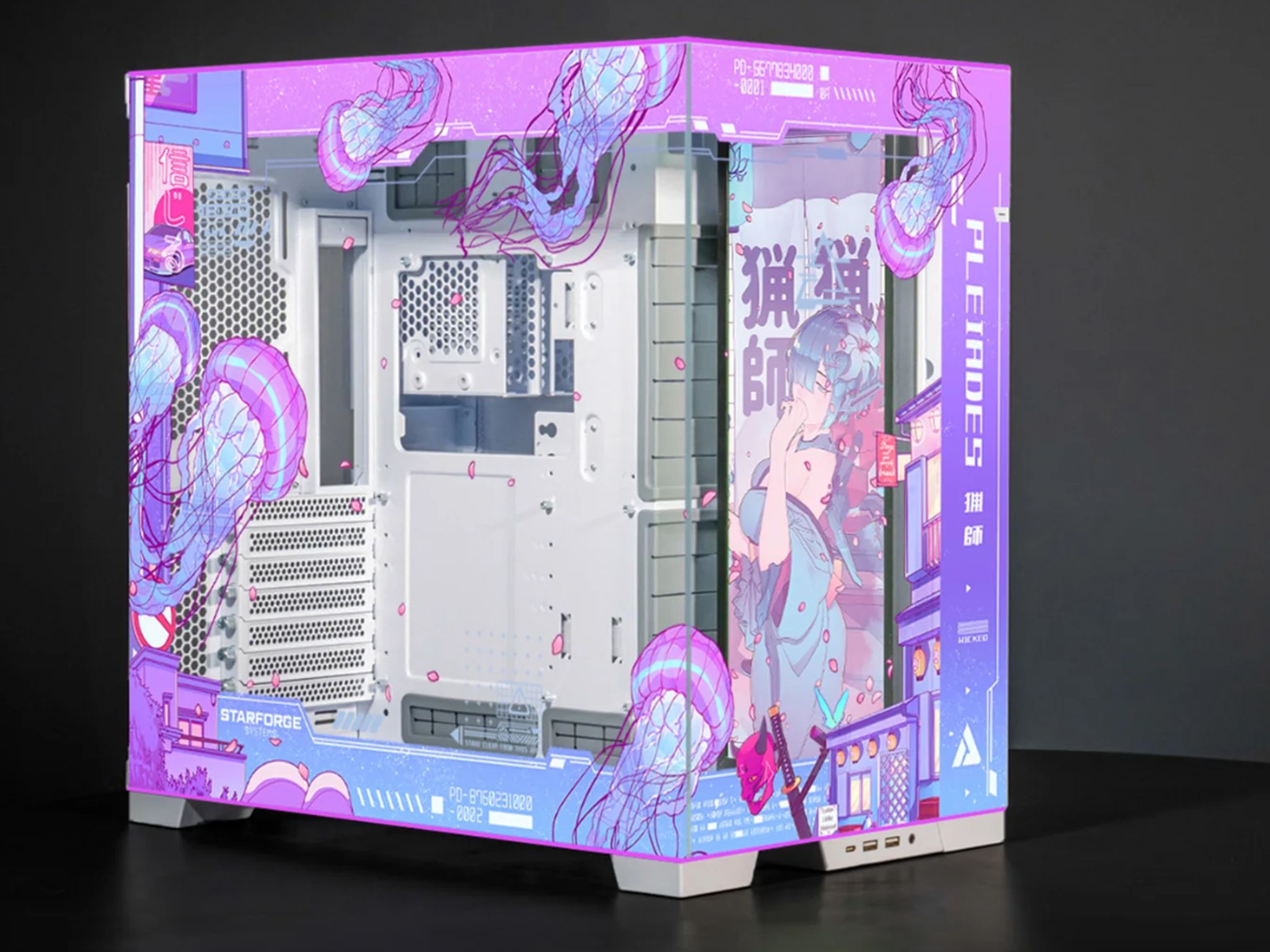 Jellyfish Crossing Lian Li O11D Evo RGB Pink Purple Anime Computer Case