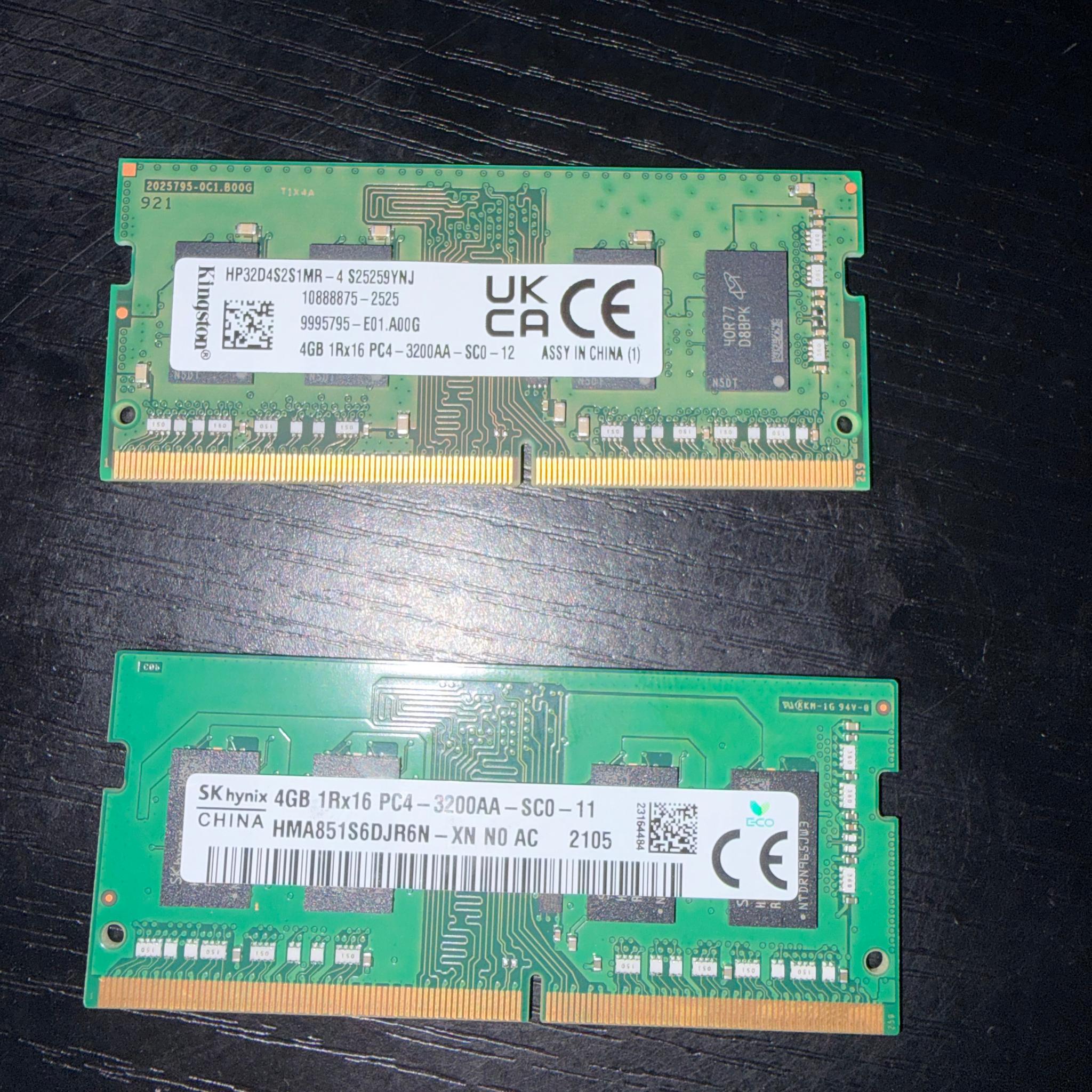 8GB DDR4 (2x4GB) 3200mhz laptop memory