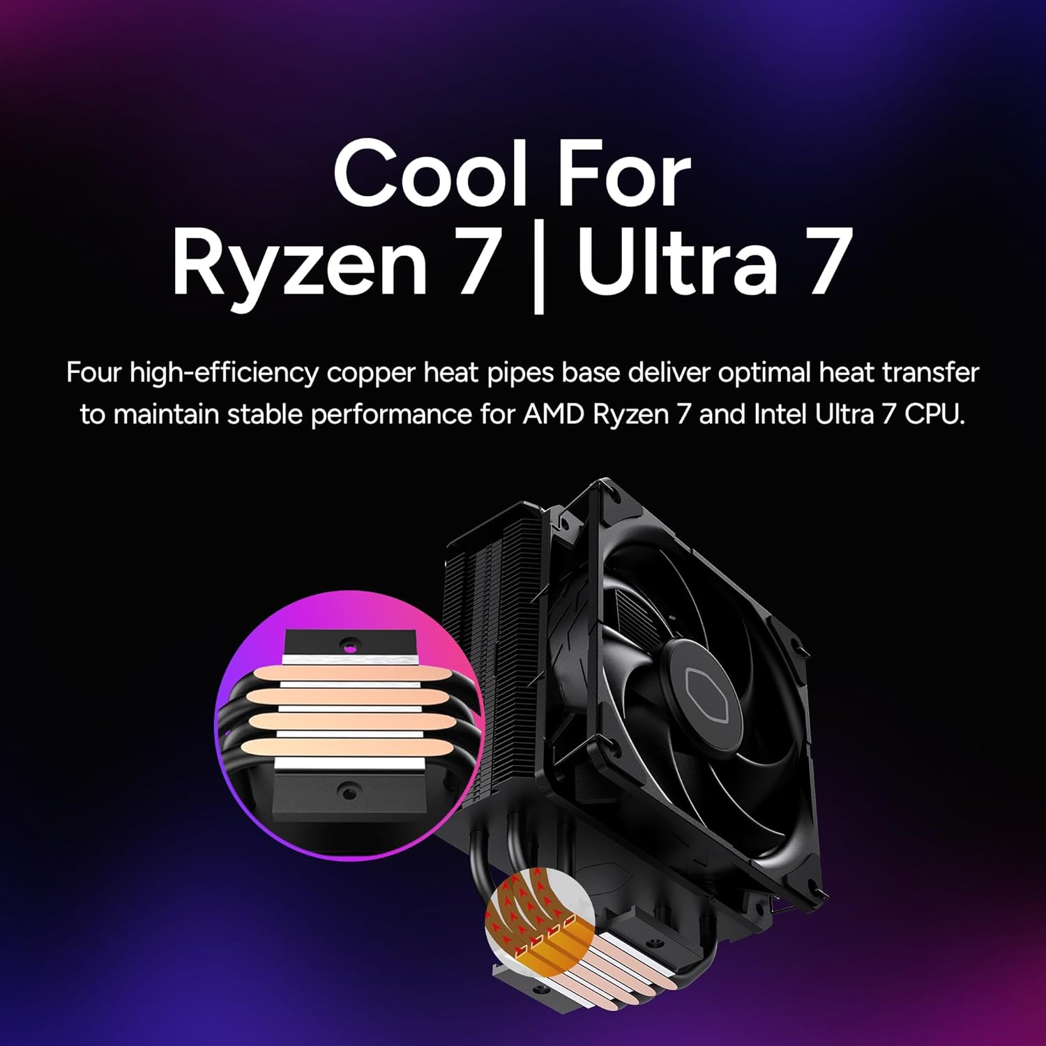 Cooler Master Hyper 212 Black CPU Air Cooler – 120mm High Performance PWM Fan