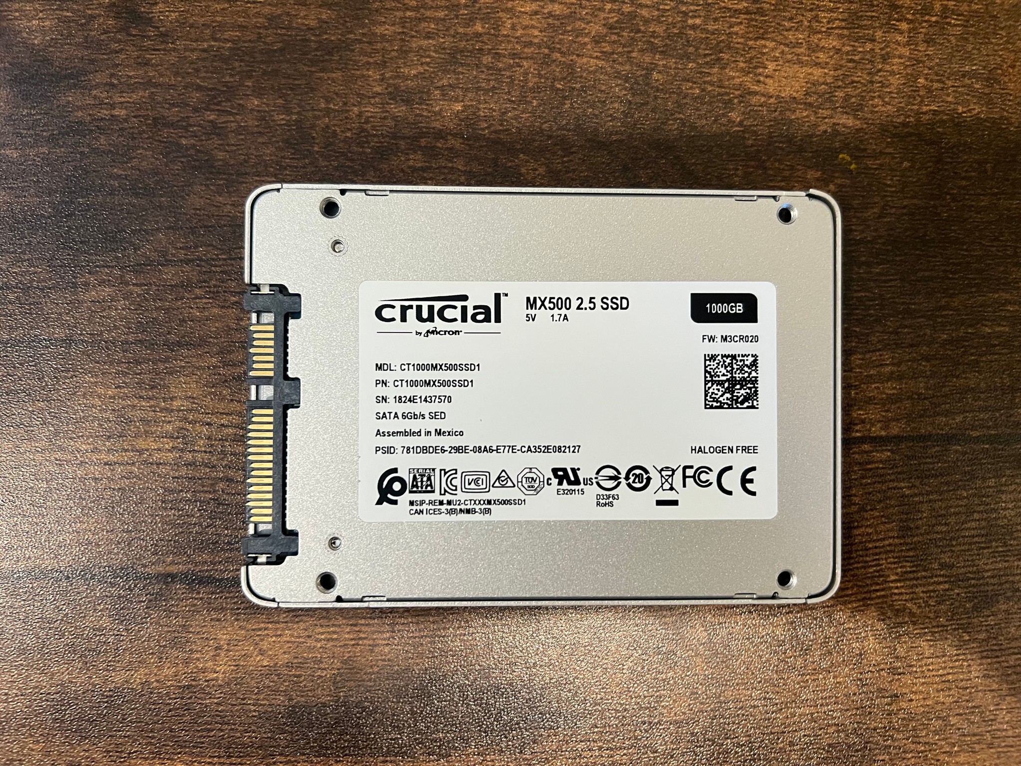 1TB Crucial MX500 SATA SSD with DRAM CACHE 83% HEALTH