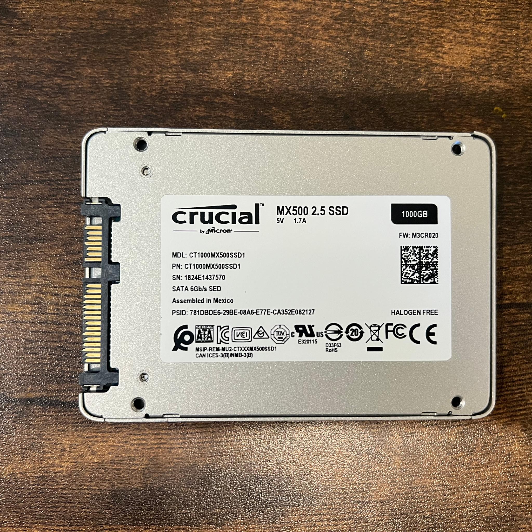 1TB Crucial MX500 SATA SSD with DRAM CACHE 83% HEALTH