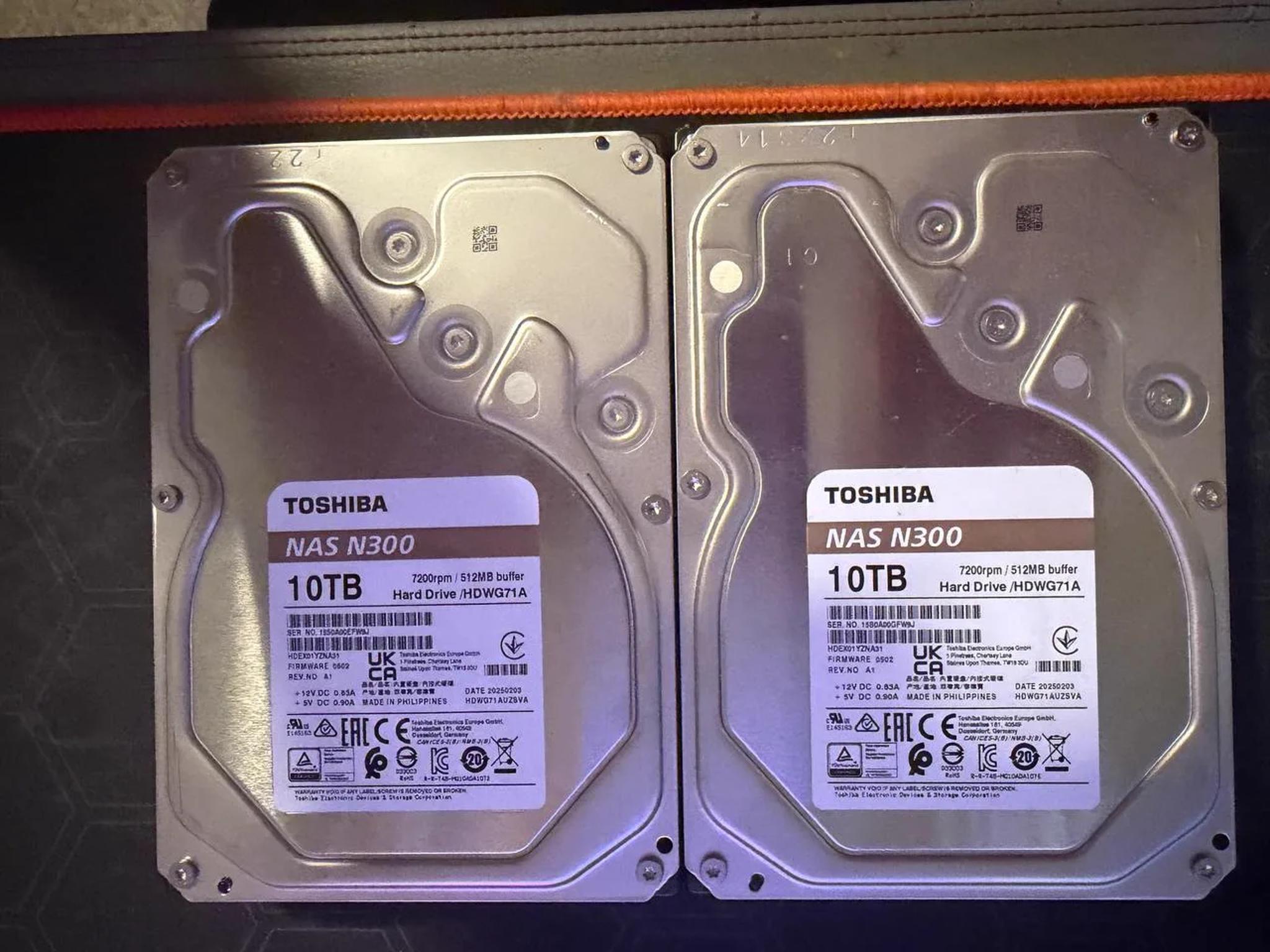 Toshiba N300 NAS 10TB HDDs - SMART Good