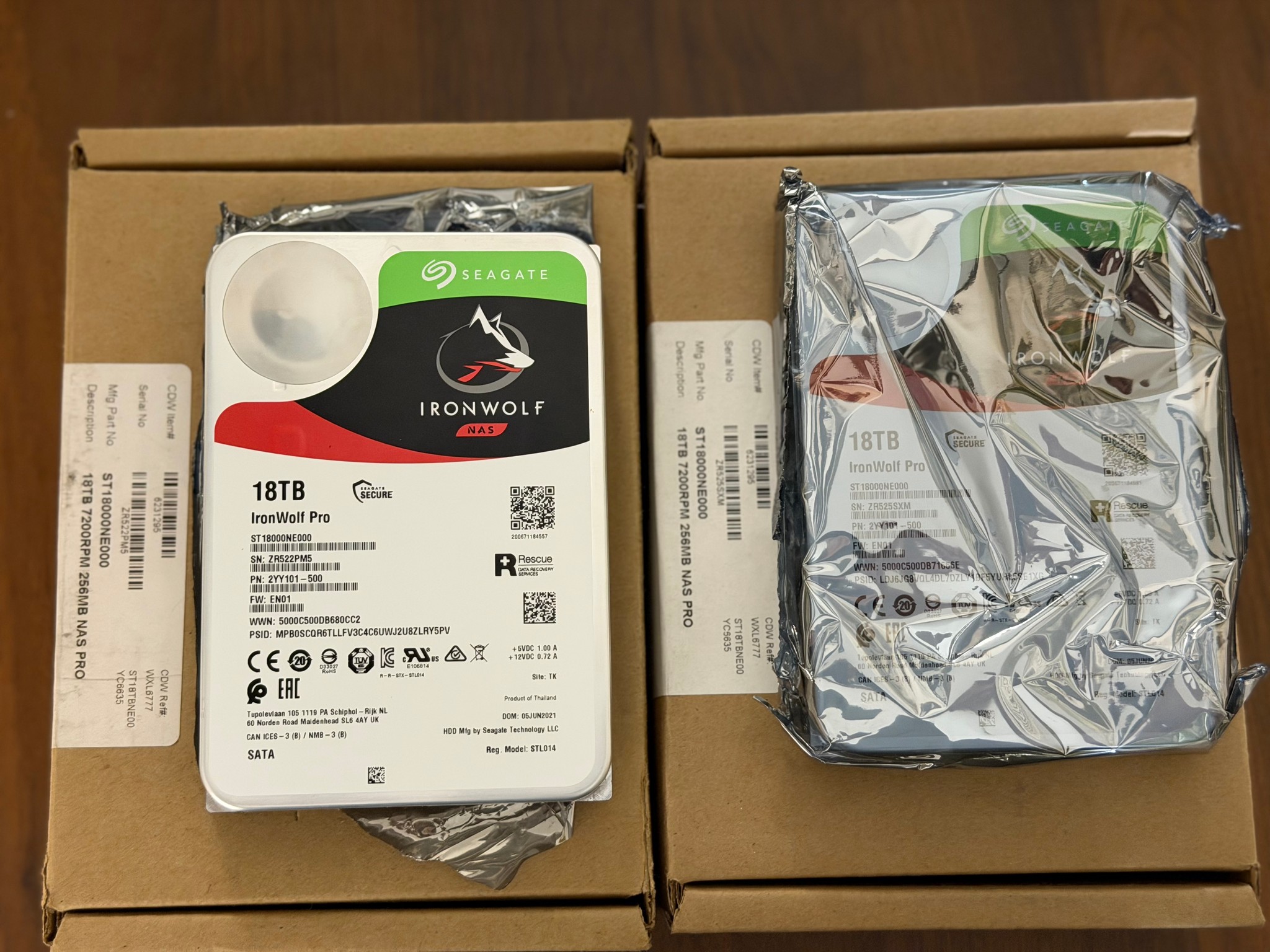 2x 18TB Seagate IronWolf Pro