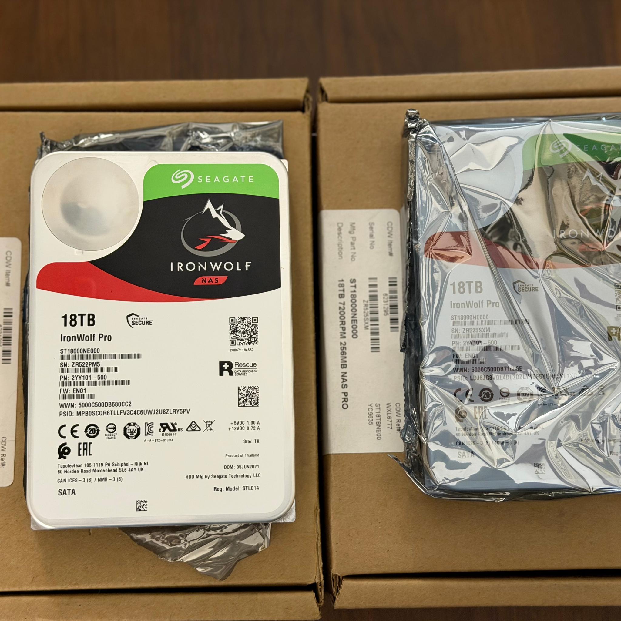 2x 18TB Seagate IronWolf Pro
