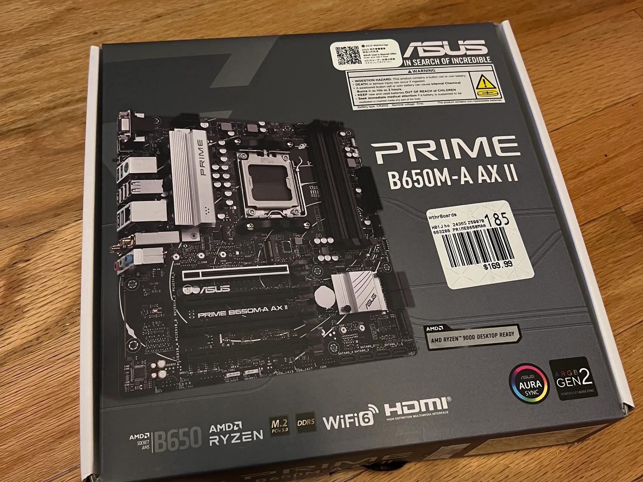 ASUS B650M-A Prime AX II AMD AM5 microATX Motherboard