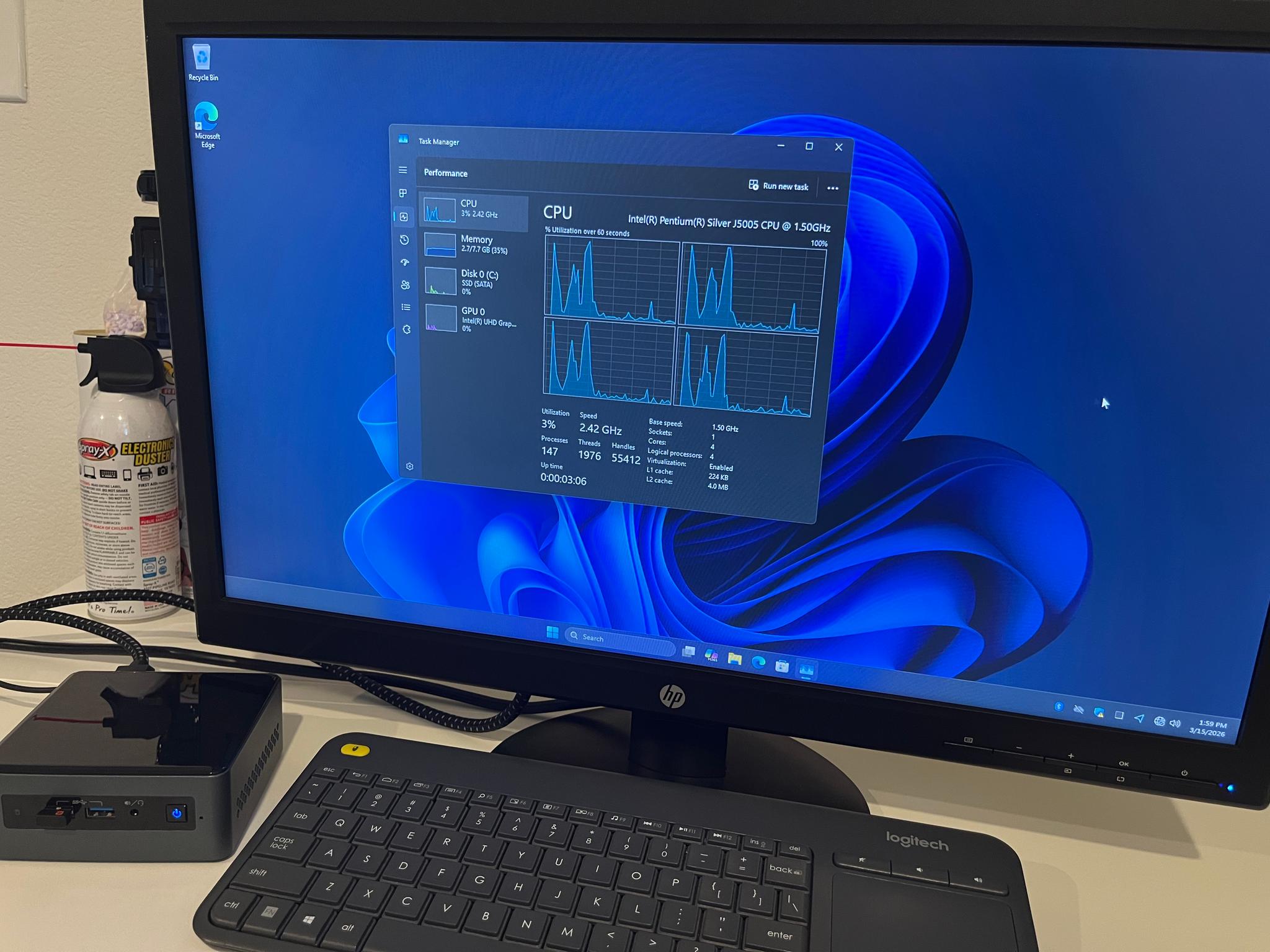 Intel NUC, Windows 11 Pro, 4 cores @ 1.5GHz, 8GB RAM, 220GB SSD (Monitor & Keyboard NOT included)