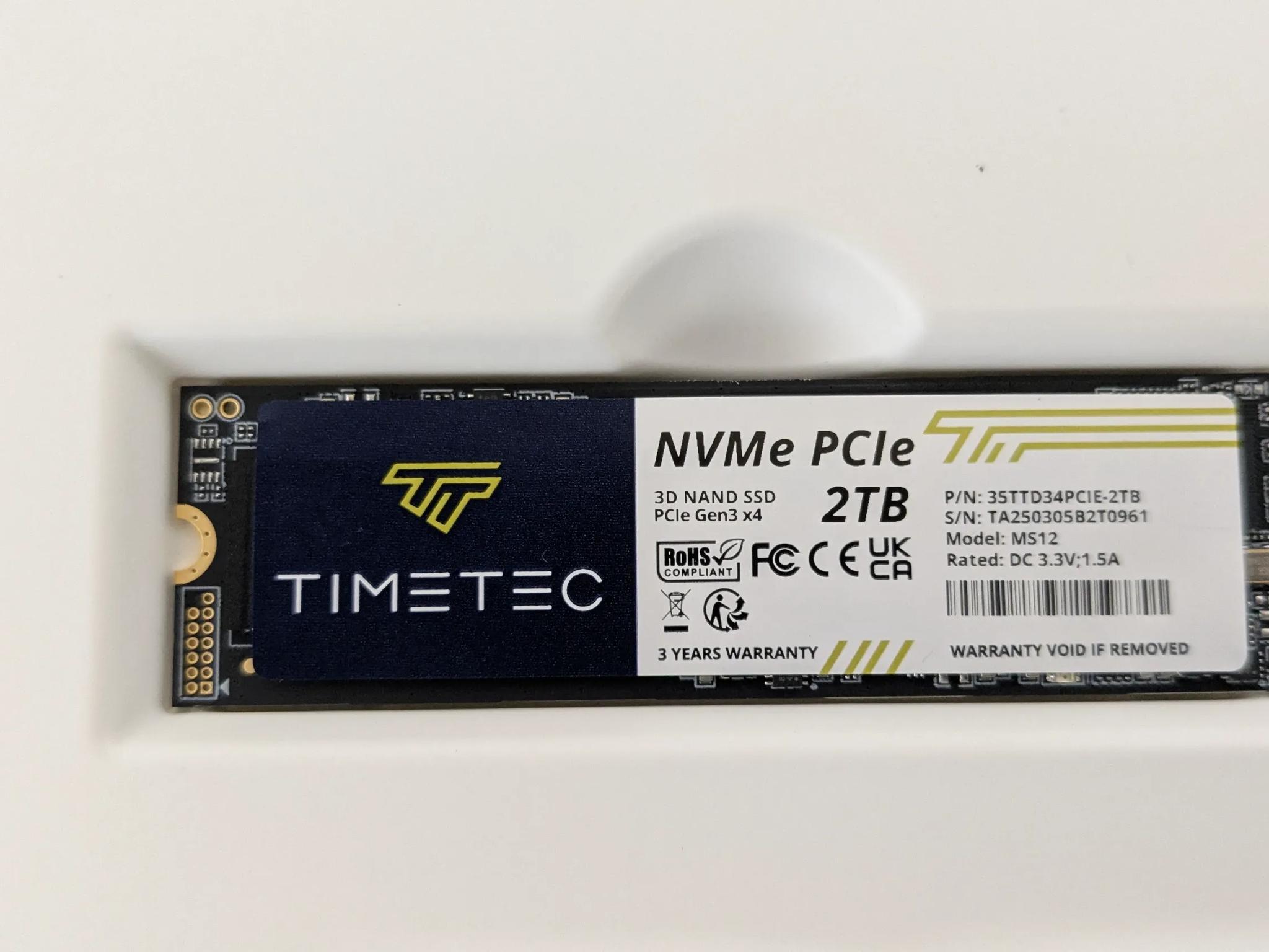 Timetec 2TB SSD NVMe PCIe Gen3x4 8Gb/s M.2 2280 3D NAND High Performance