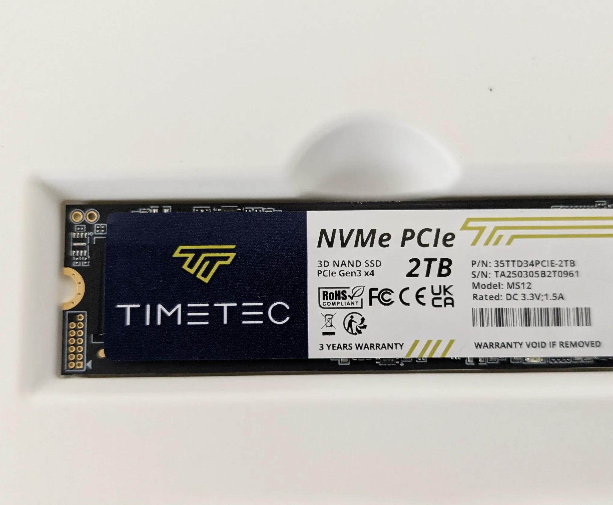 Timetec 2TB SSD NVMe PCIe Gen3x4 8Gb/s M.2 2280 3D NAND High Performance