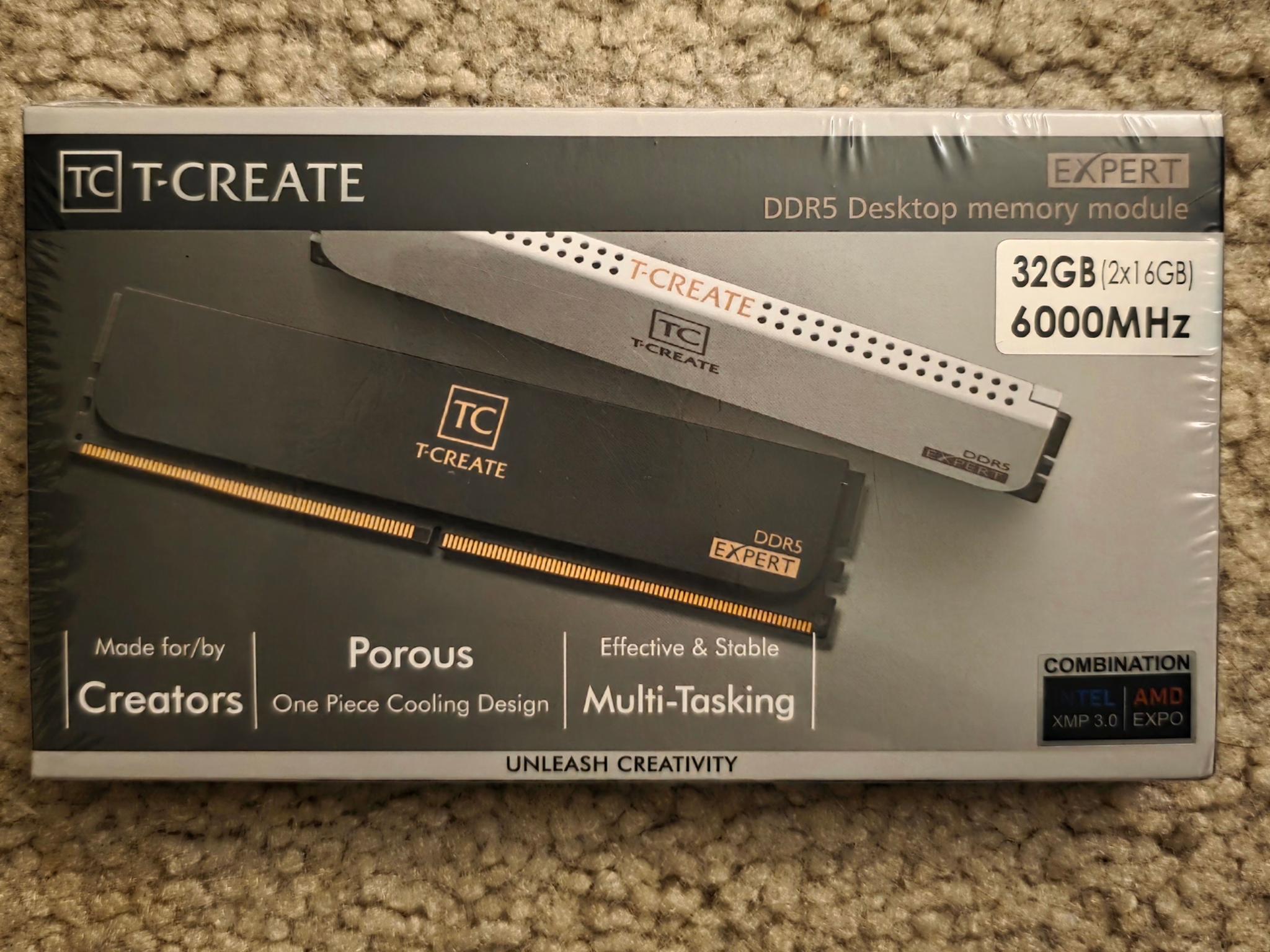 TEAMGROUP T-Create Expert 32GB (2 x 16GB) DDR5 6000MHz CL38-46-46-76 Black Brand New Sealed