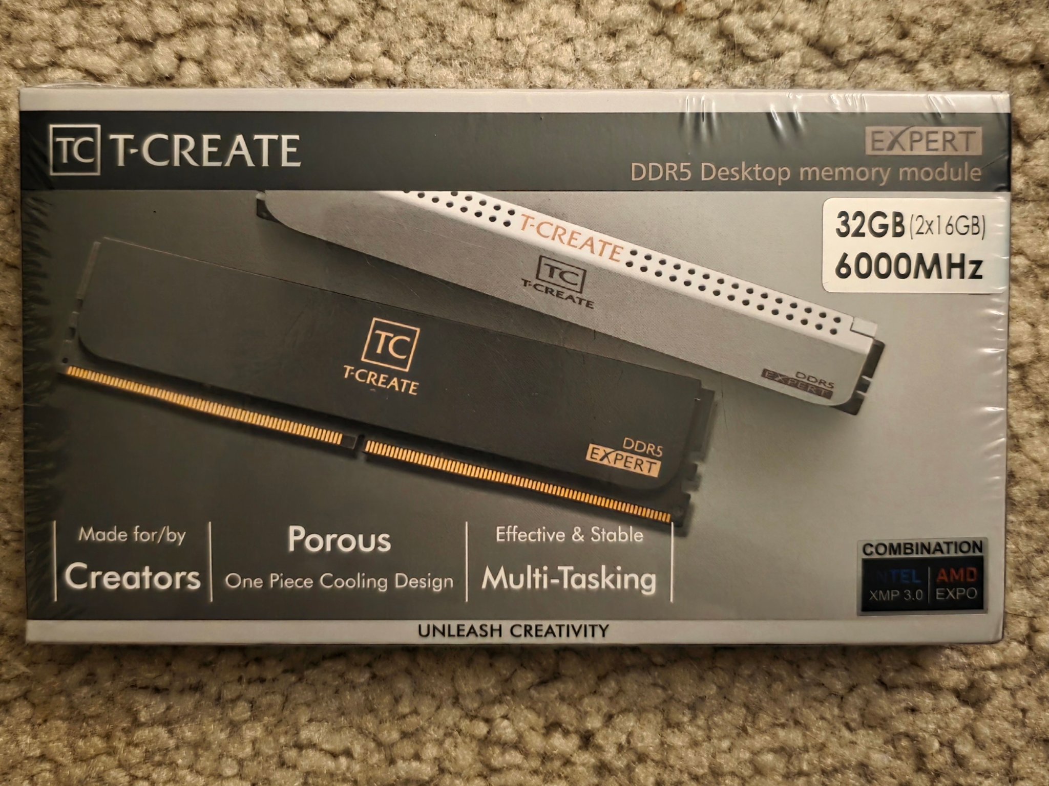 TEAMGROUP T-Create Expert 32GB (2 x 16GB) DDR5 6000MHz CL38-46-46-76 Black Brand New Sealed