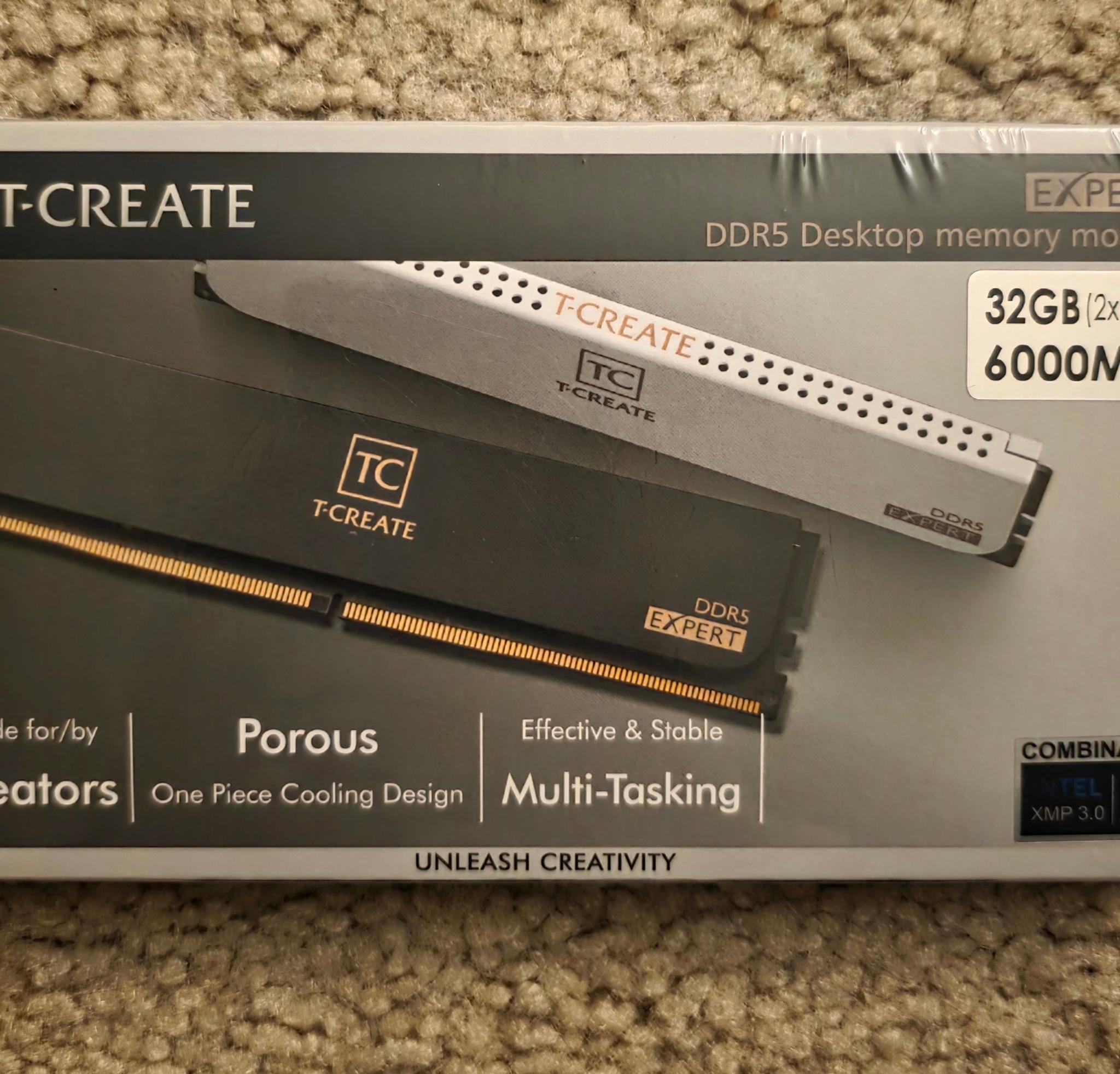 TEAMGROUP T-Create Expert 32GB (2 x 16GB) DDR5 6000MHz CL38-46-46-76 Black Brand New Sealed