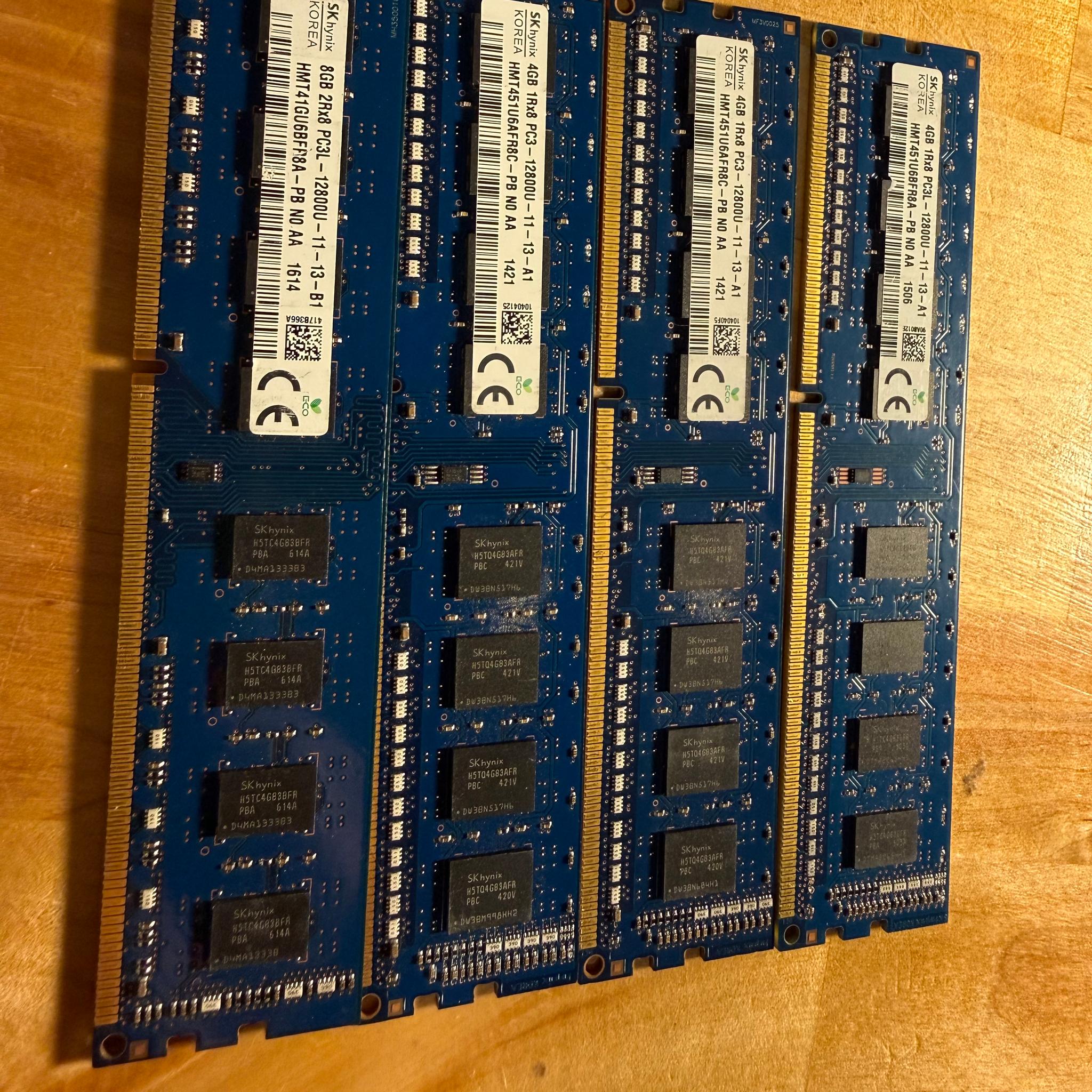 Huge LOT of DDR3 DIMMMs (66GB total, mostly 4GB sticks with a few 2 GB in there) look at photos