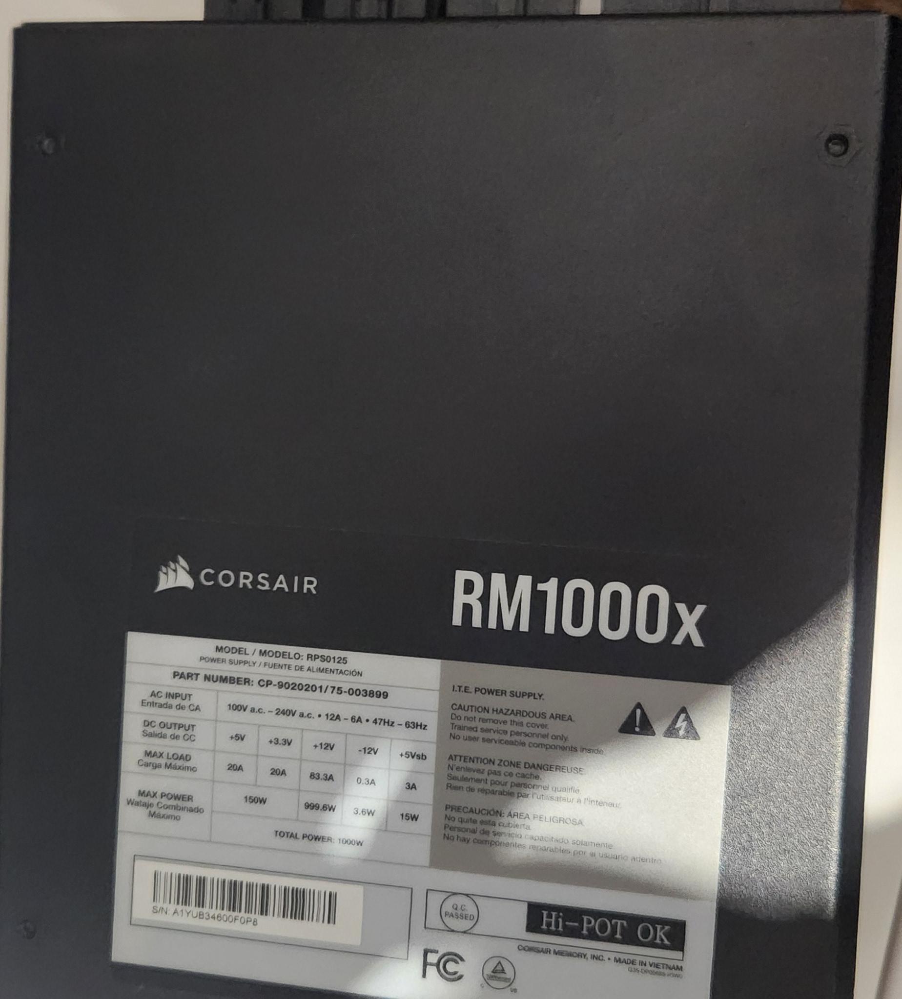 CORSAIR RM1000x Fully Modular ATX 1000 Watt Power Supply