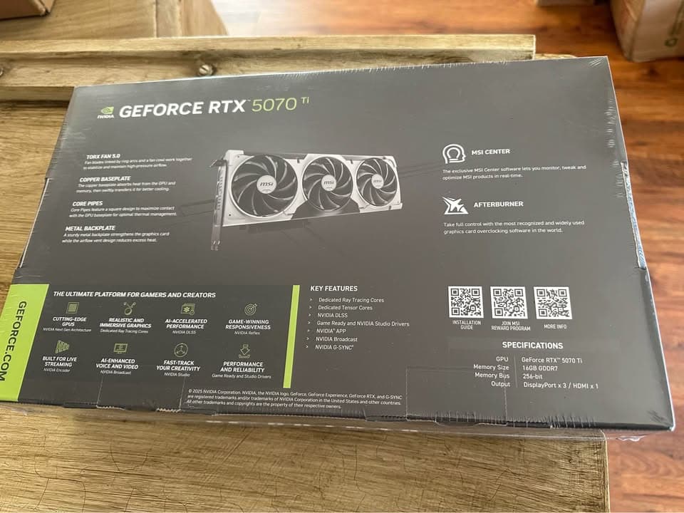 BNIB MSI - NVIDIA GeForce RTX 5070 Ti 16G VENTUS 3X OC