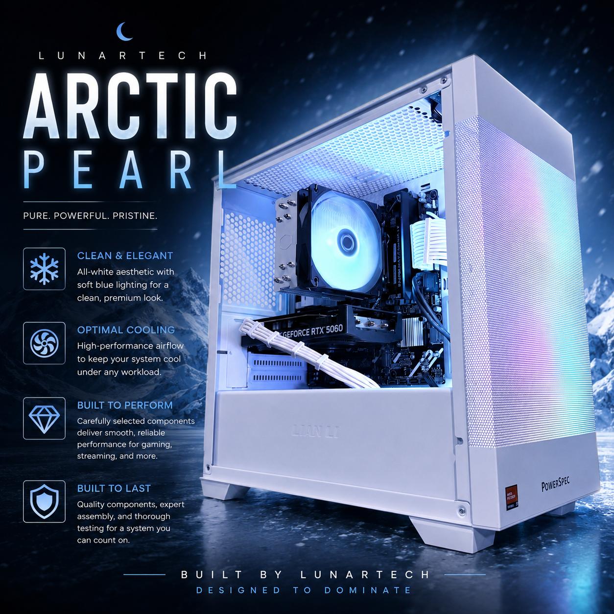 ❄️"Arctic Pearl"⚪️| 1400p Gaming | Ryzen 5 7500X3D | RTX 5060 | 16GB DDR5 Ram | 1TB NVMe SSD