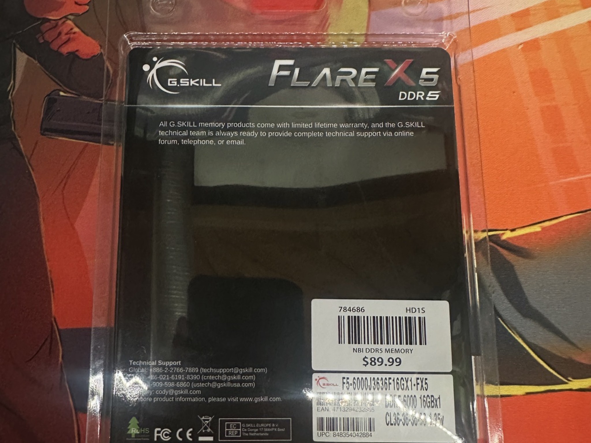 G.Skill Flare X5 16GB (1x16GB) DDR5-6000 PC5-48000 CL36 Single Channel  F5-6000J3636F16GX1-FX5