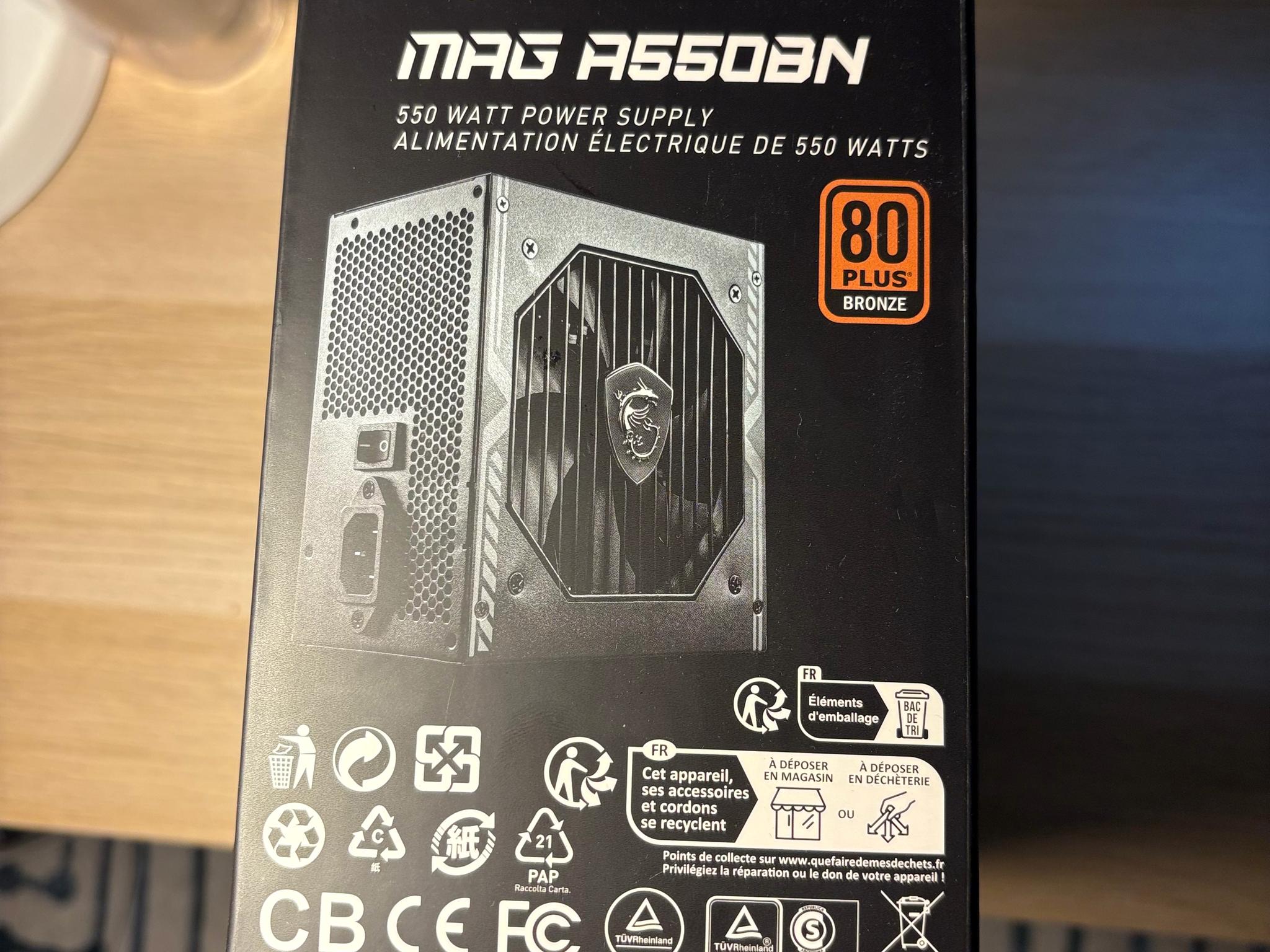 USED - MSI MAG A550BN Non-Module 80+ Certified PSU - LIKE NEW