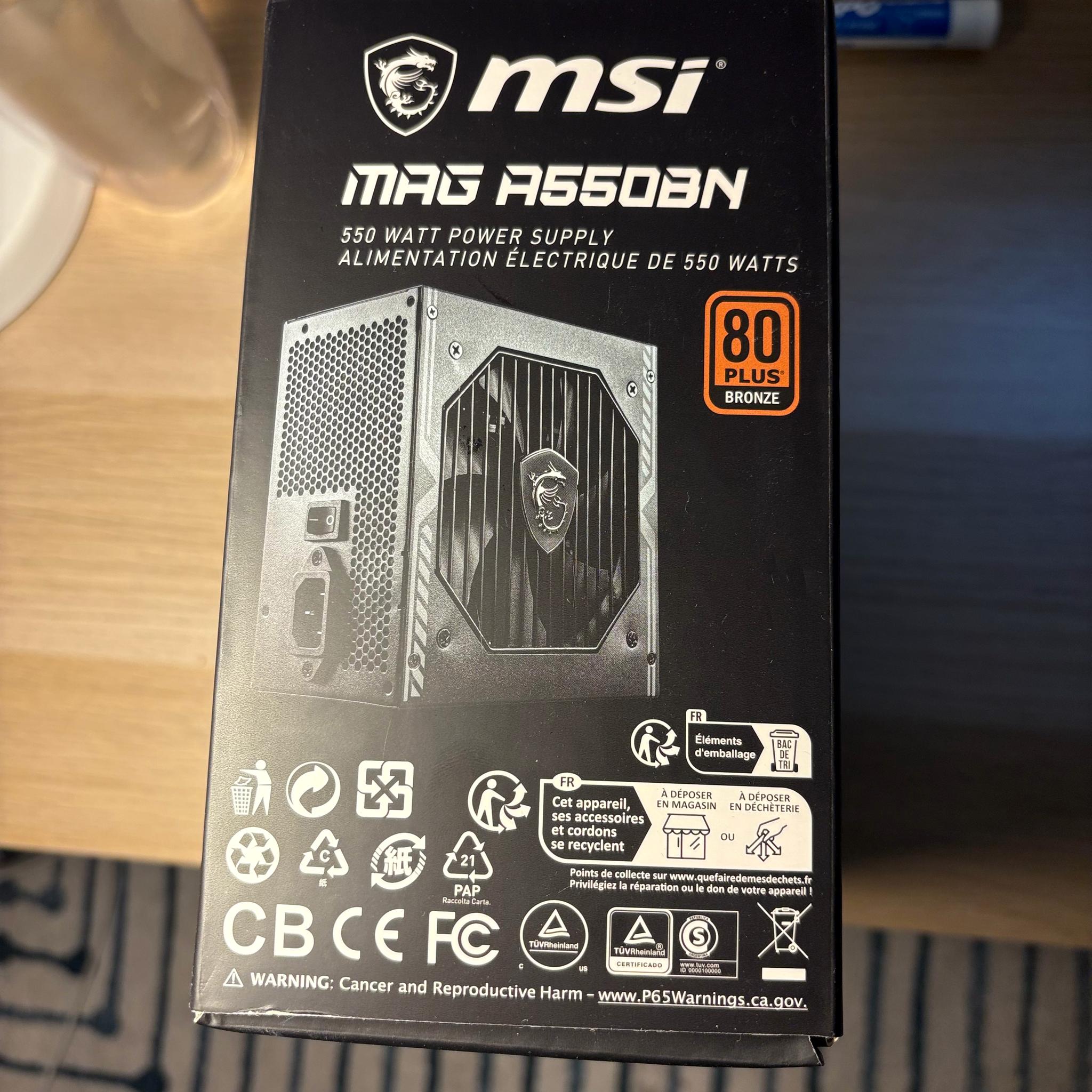 USED - MSI MAG A550BN Non-Module 80+ Certified PSU - LIKE NEW