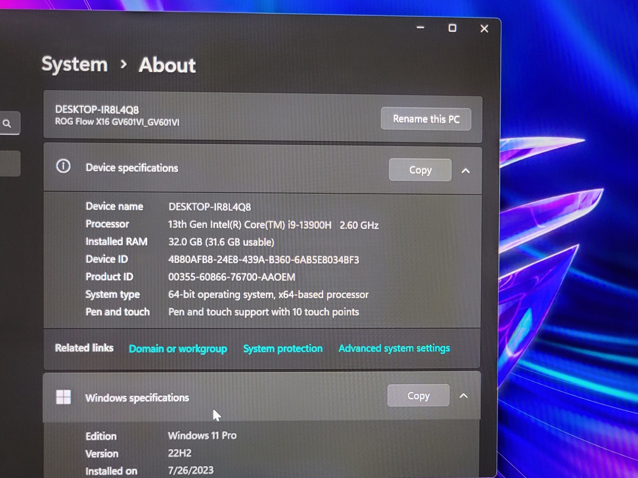 ASUS ROG Flow X16 Gaming Laptop QHD+ RTX 4070 Intel Core i9 32GB RAM 1TB SSD